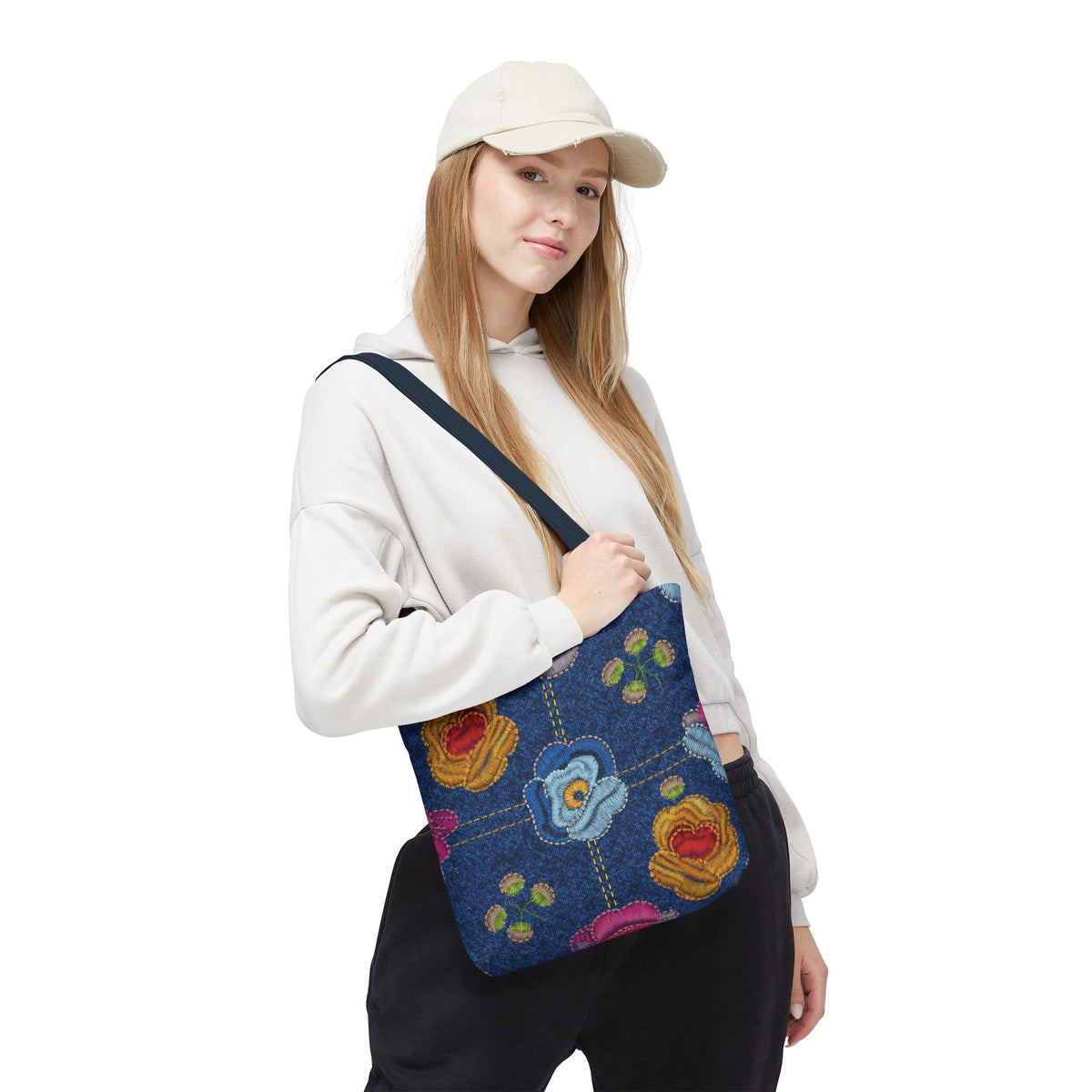 Denim Fabric Imitation Print Unisex Canvas Bag Poly Spun 3 Sizes Tote Bag 159-5