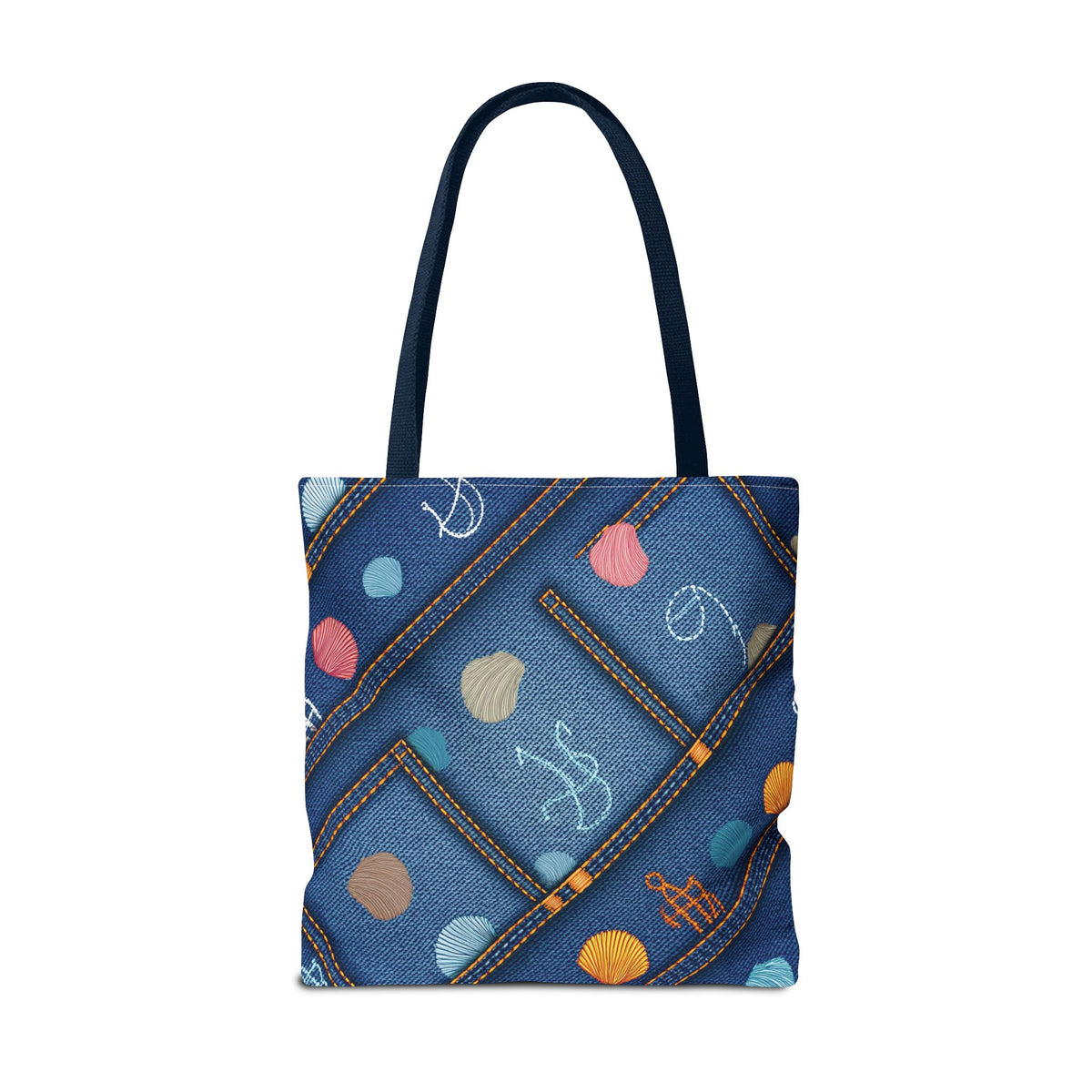 Denim Fabric Imitation Print Unisex Canvas Bag Poly Spun 3 Sizes Tote Bag 182-24