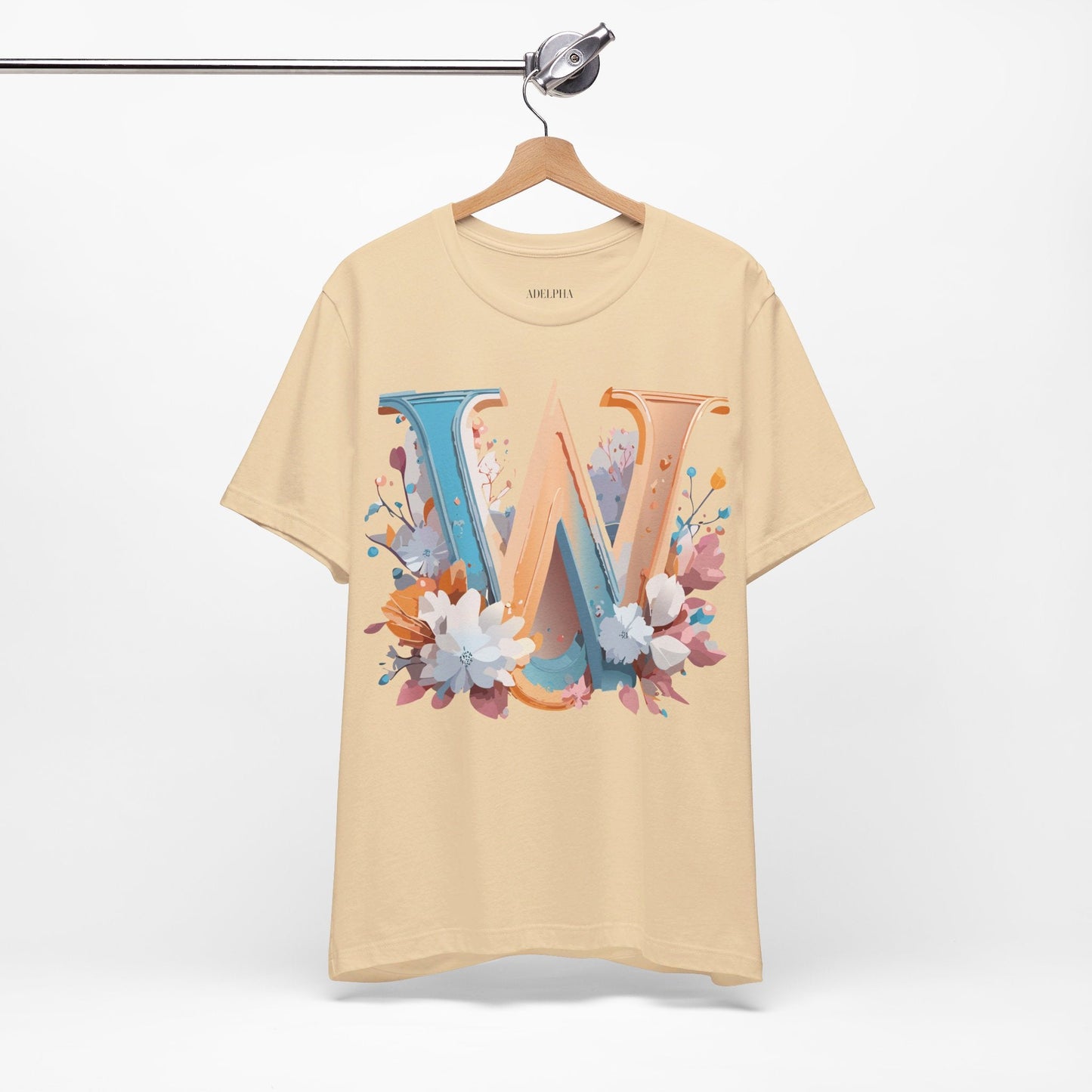 Letter W Shirt Graphic Tee Unisex Adelpha Vintage Inspired Art Design Short Sleeve