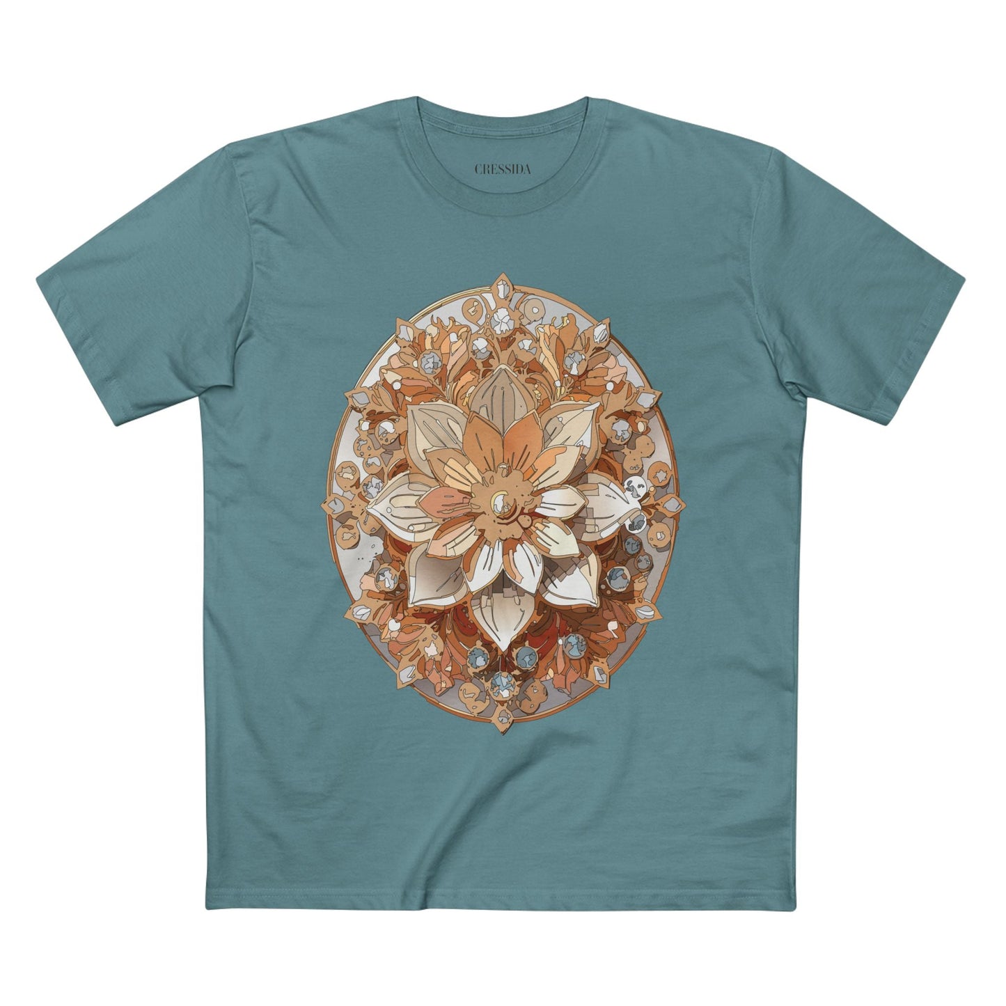 Floral Graphic T-Shirt Unisex 100 Cotton Art Design with Antique Flowers Tee 13