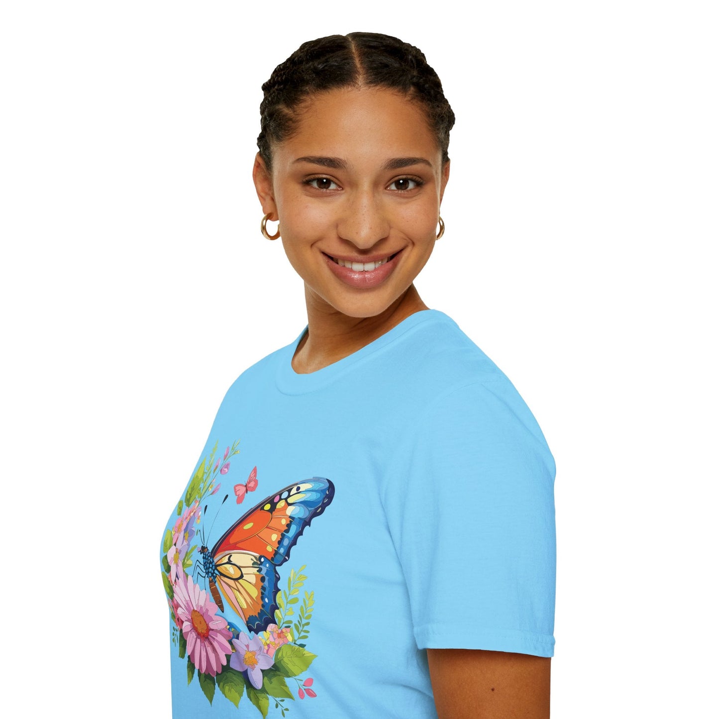Butterfly T Shirt Unisex Short Sleeve Gildan Softstyle 64000 Monarch Butterfly Design Graphic