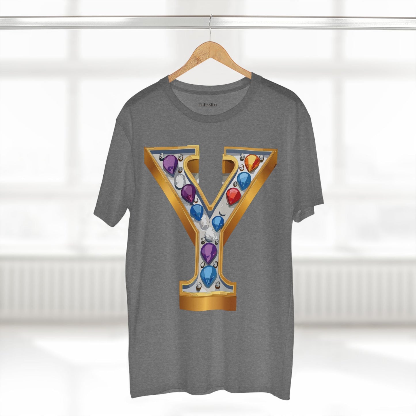Letter Y Graphic Design Tee Unisex 100 Cotton With Antique Gold Letters Artwork T-Shirt