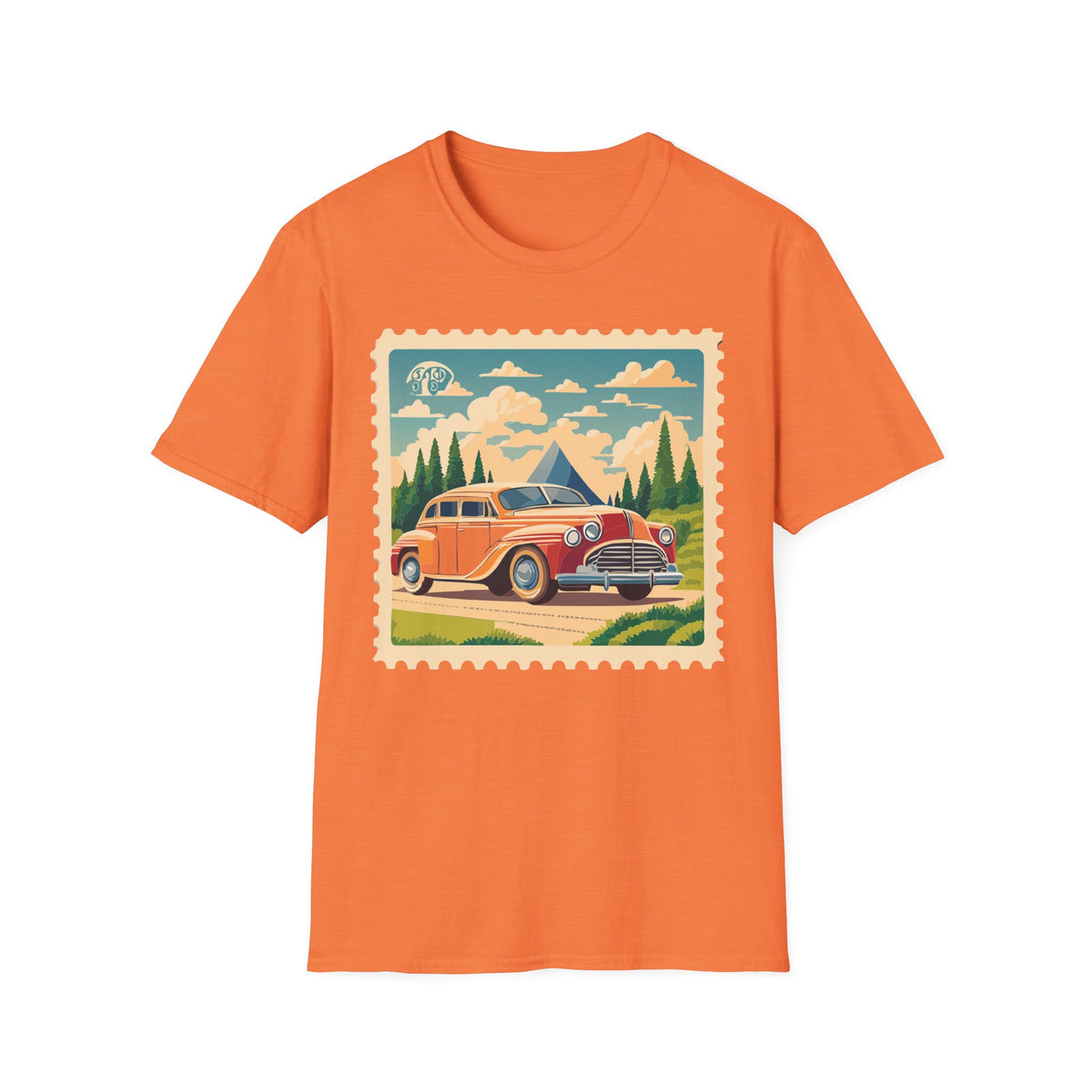 Vintage Road Trip Car T-Shirt | Retro Camper Scenic Stamp Graphic Tee Unisex 100 Cotton Gildan T-Shirt