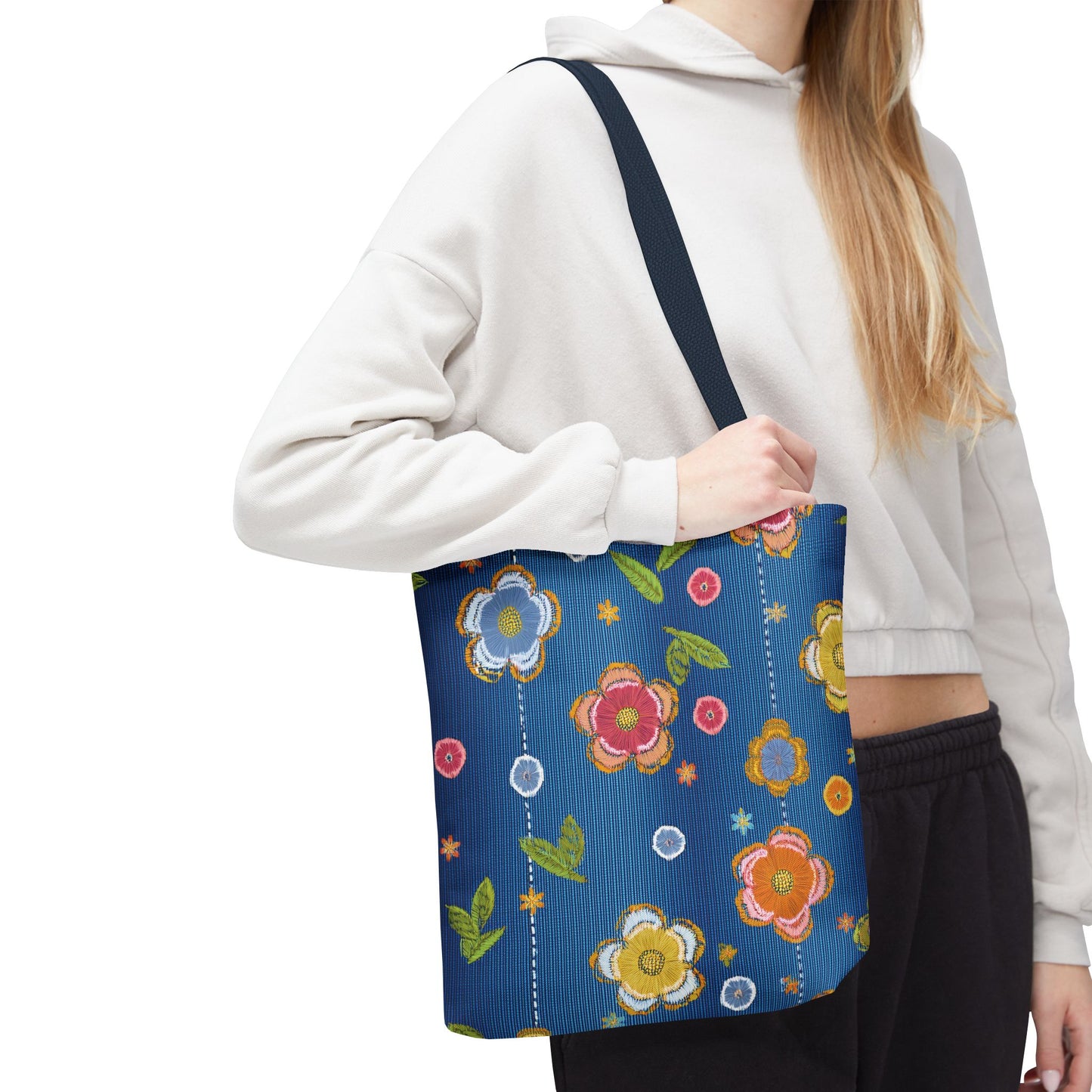 Denim Fabric Imitation Print Unisex Canvas Bag Poly Spun 3 Sizes Tote Bag 133