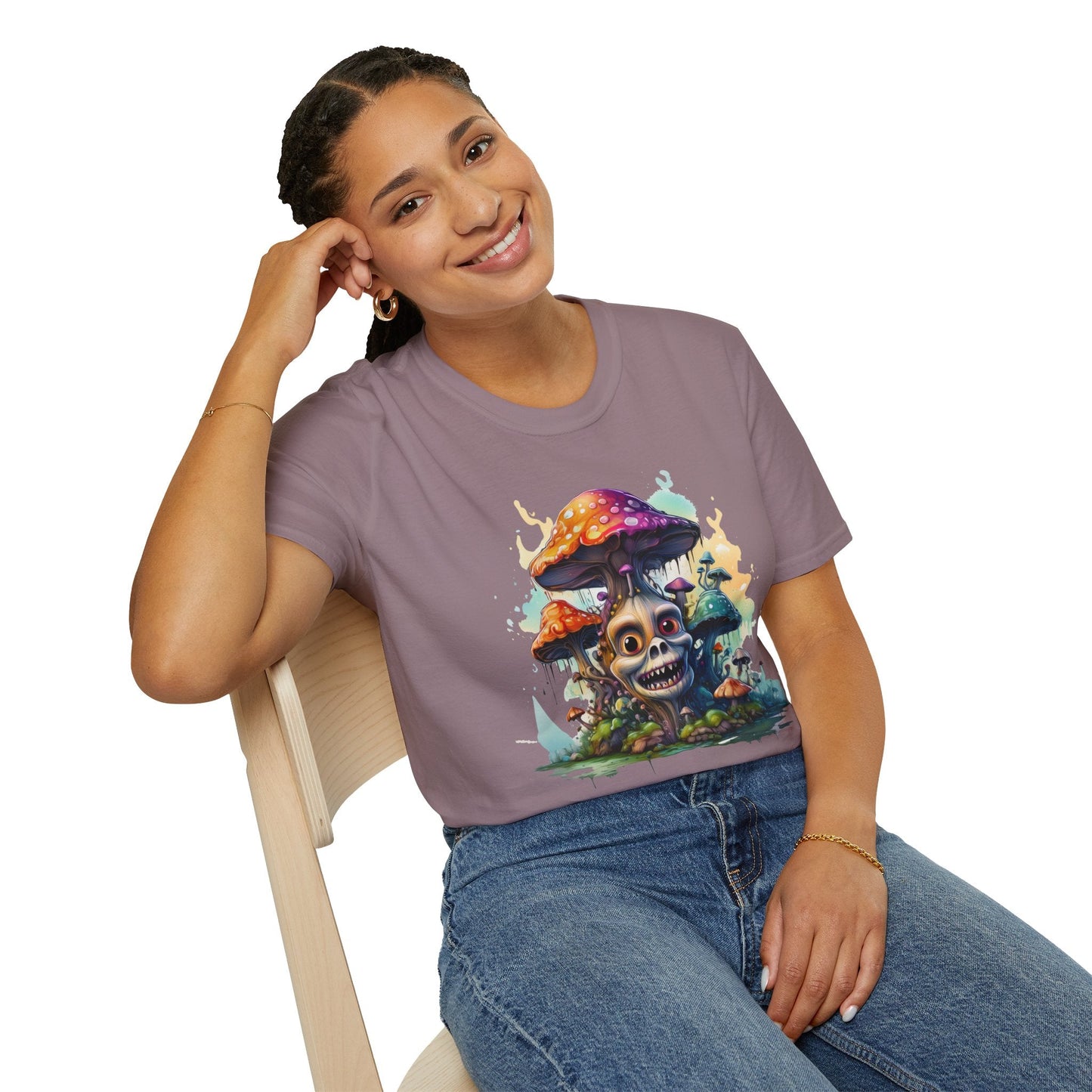 Funny Mashroom Graphic Unisex Softstyle Cotton With Cartoon Illustration Design 6