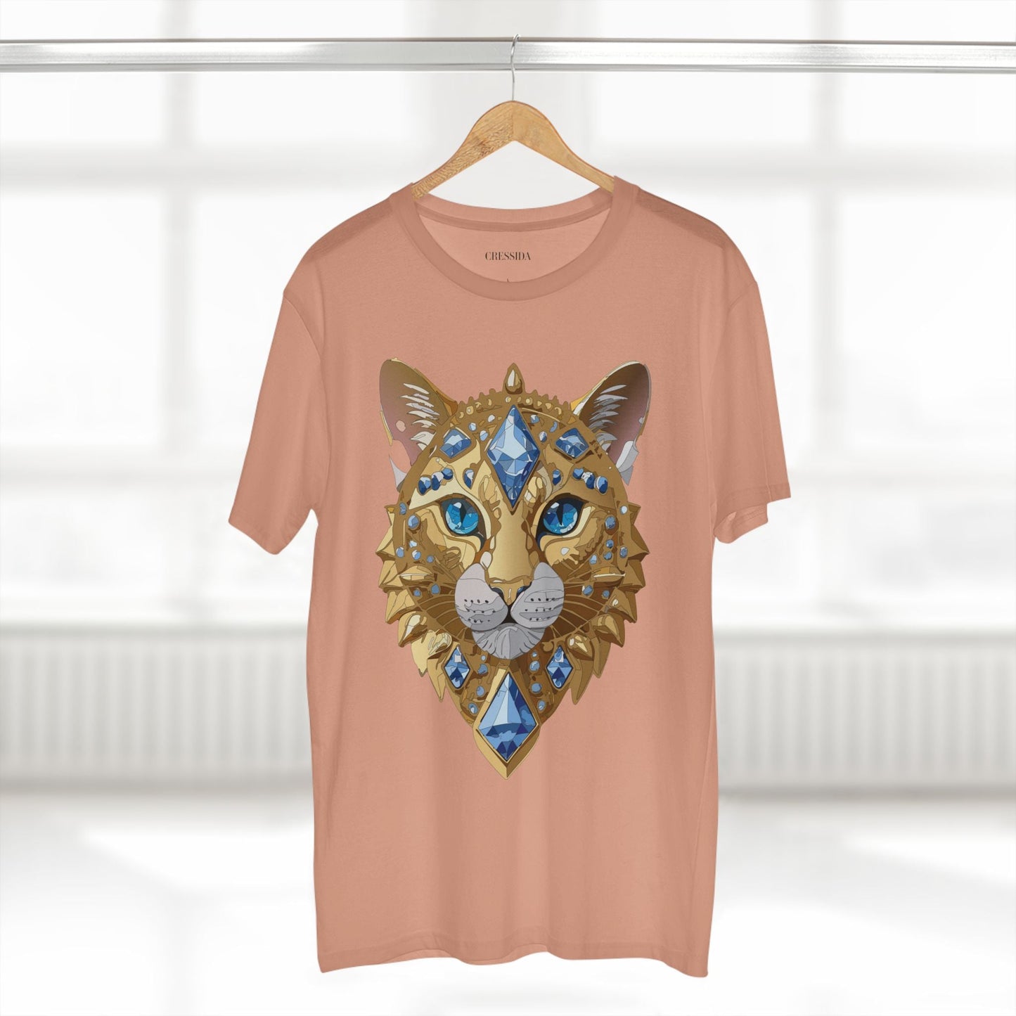 Cat Graphic Unisex 100 Cotton Tee With Unique Animal Golden Medallion Art Design 12