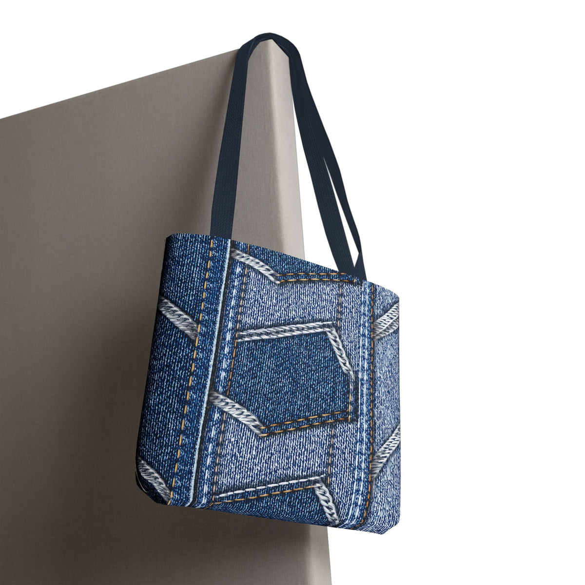 Denim Fabric Imitation Print Unisex Canvas Bag Poly Spun 3 Sizes Tote Bag 114