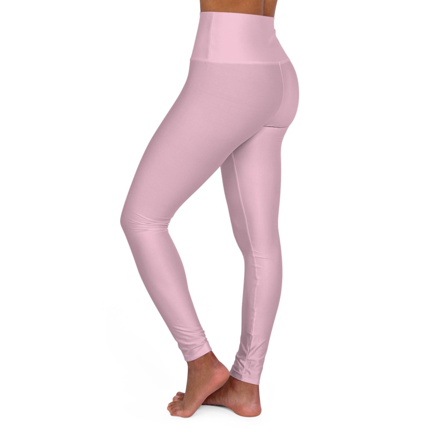 High-Waist Pastel Petal Pink Yoga Leggings Women's Seamless Poly-Span Stretchy Light Pink Activewear