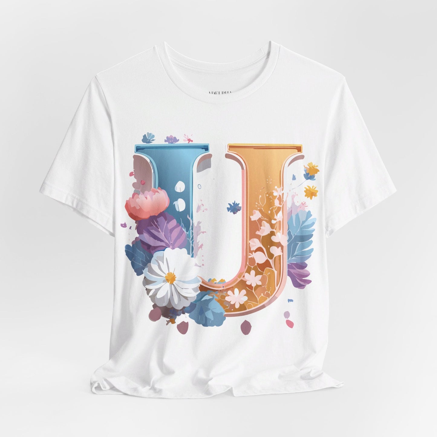 Letter U Shirt Graphic Tee Unisex Vintage Inspired Adelpha Artwork Premium Short Sleeve