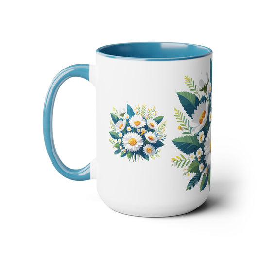 Taza de café de dos tonos con flores