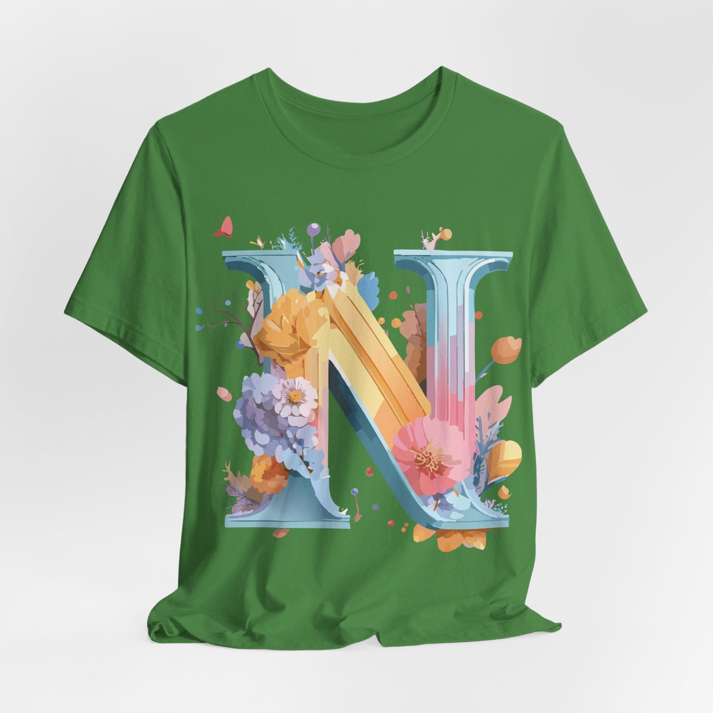 Letter N Shirt Unisex Graphic Tee With Vintage Inspired Artwork By Adelpha Premium Jersey