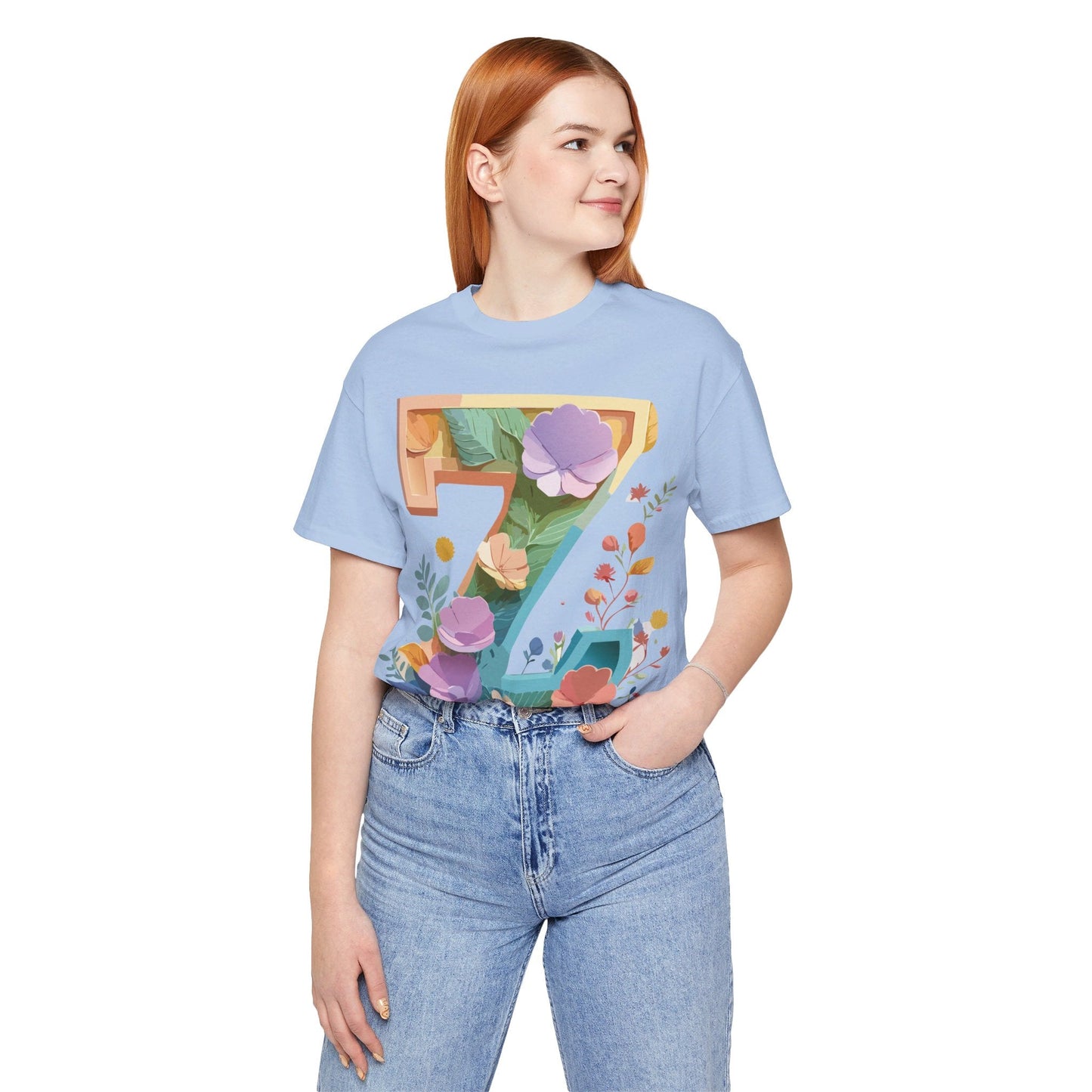 Unisex Letter Z Graphic Tee  Vintage Inspired Art Short Sleeve