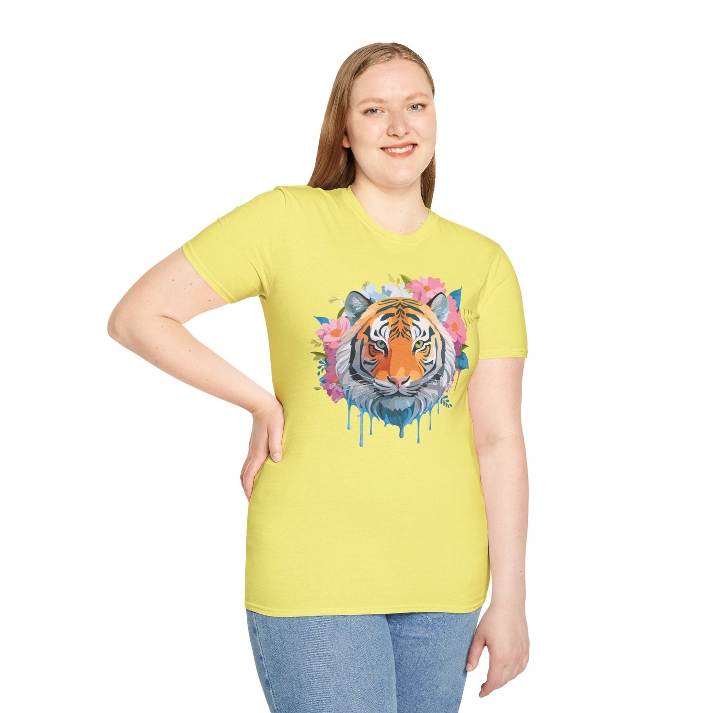Tiger Print Shirt Unisex Short Sleeve Tee Gildan Softstyle 64000