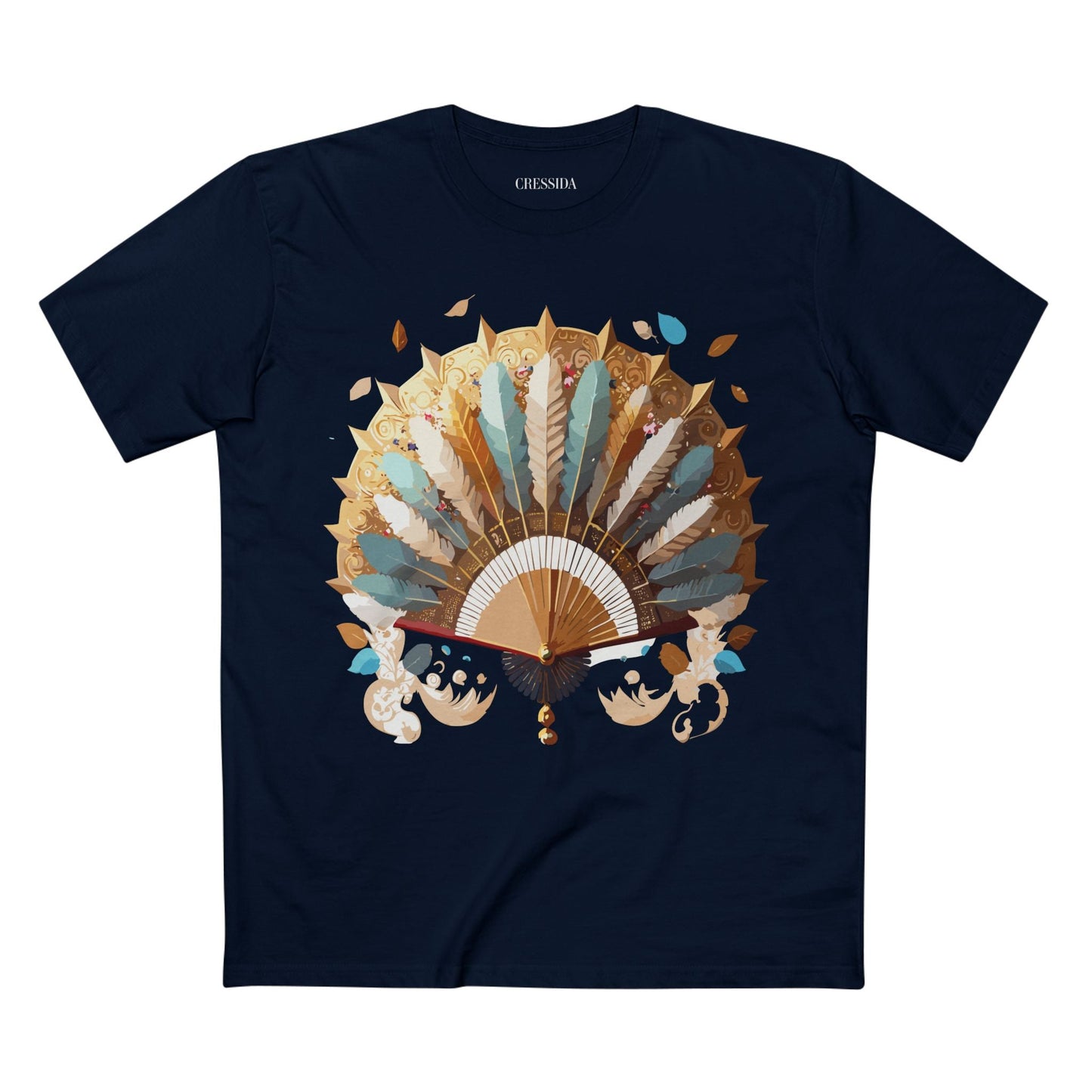 Antique Fan Graphic Design T-Shirt Unisex 100 Cotton Floral Carnival Artwork Tee 7