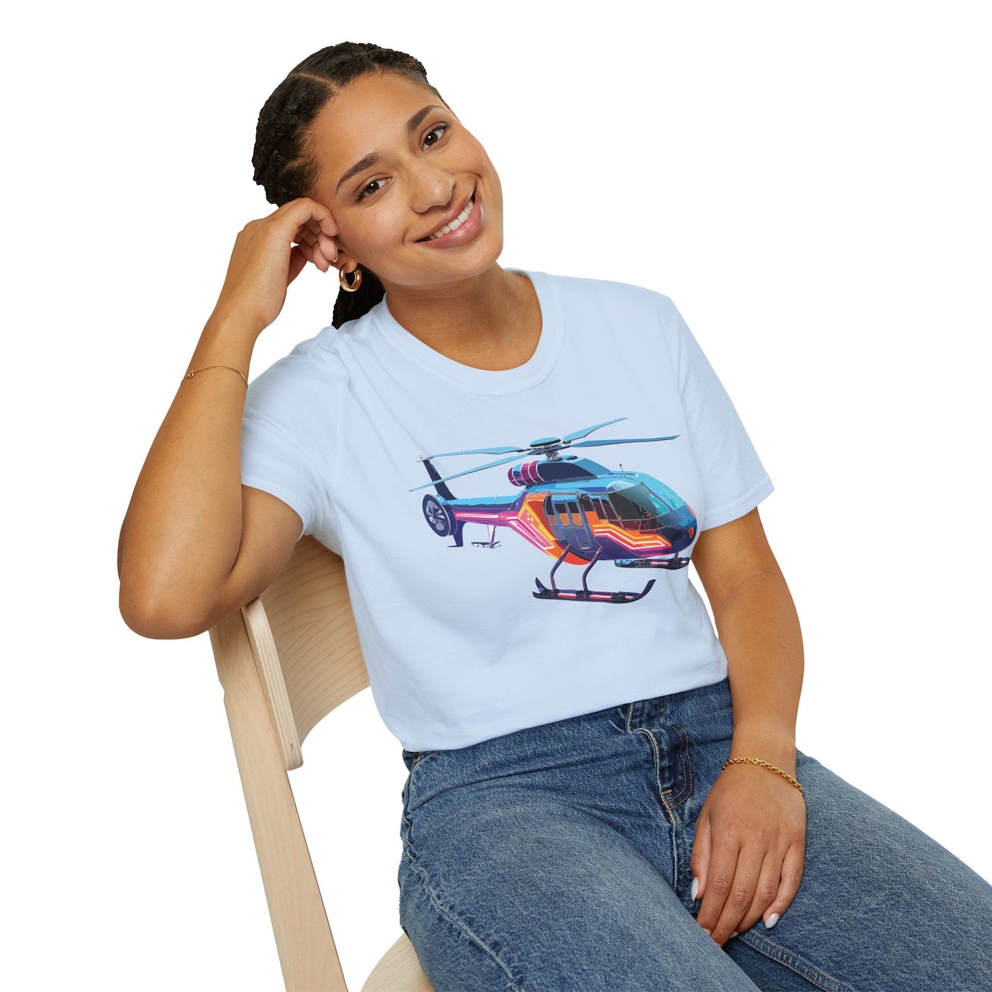 Chopper Helicopter T Shirt Unisex Softstyle 100 Percent Ring Spun Cotton Premium Tee