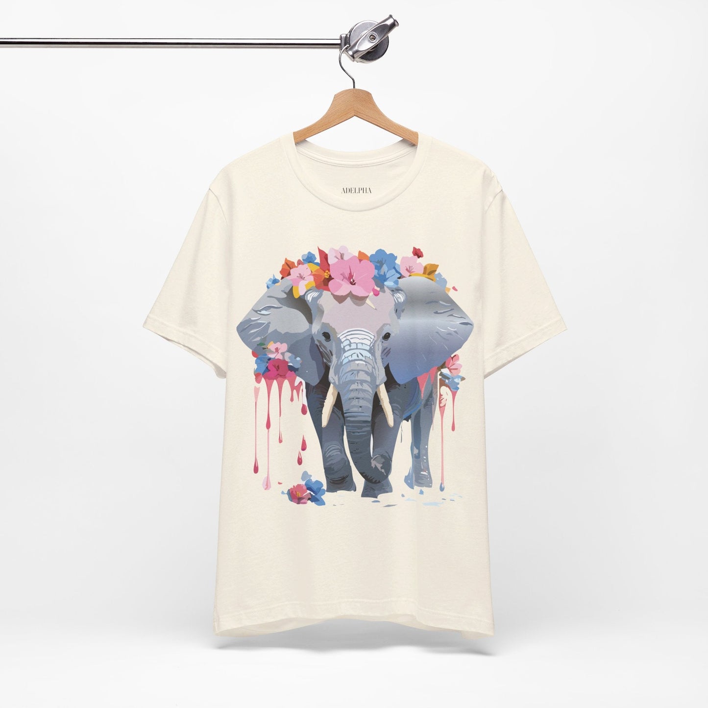 Elephant Graphic Tee Unisex Short Sleeve Jersey With Vintage Inspired Adelpha Artwork
