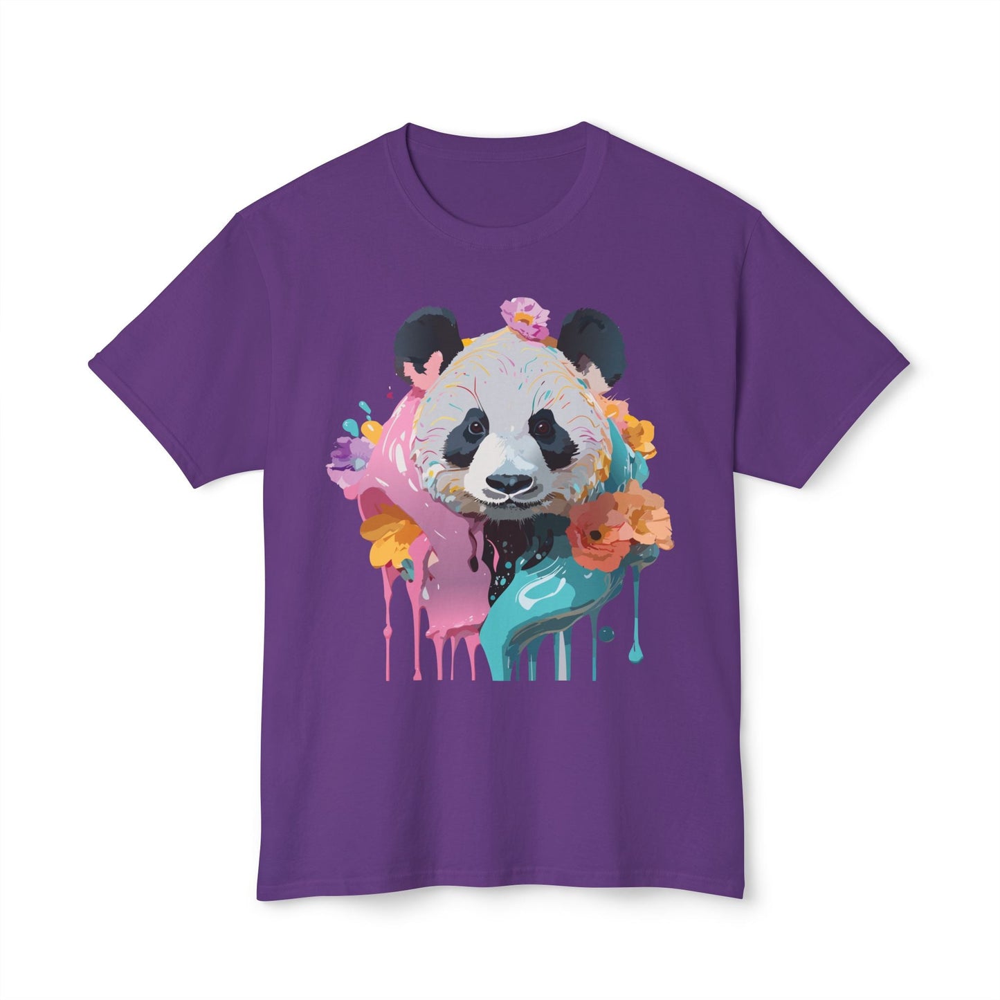 Panda T Shirt Unisex HD Cotton Tee With Panda Art Print Vintage Floral Design Printed In USA