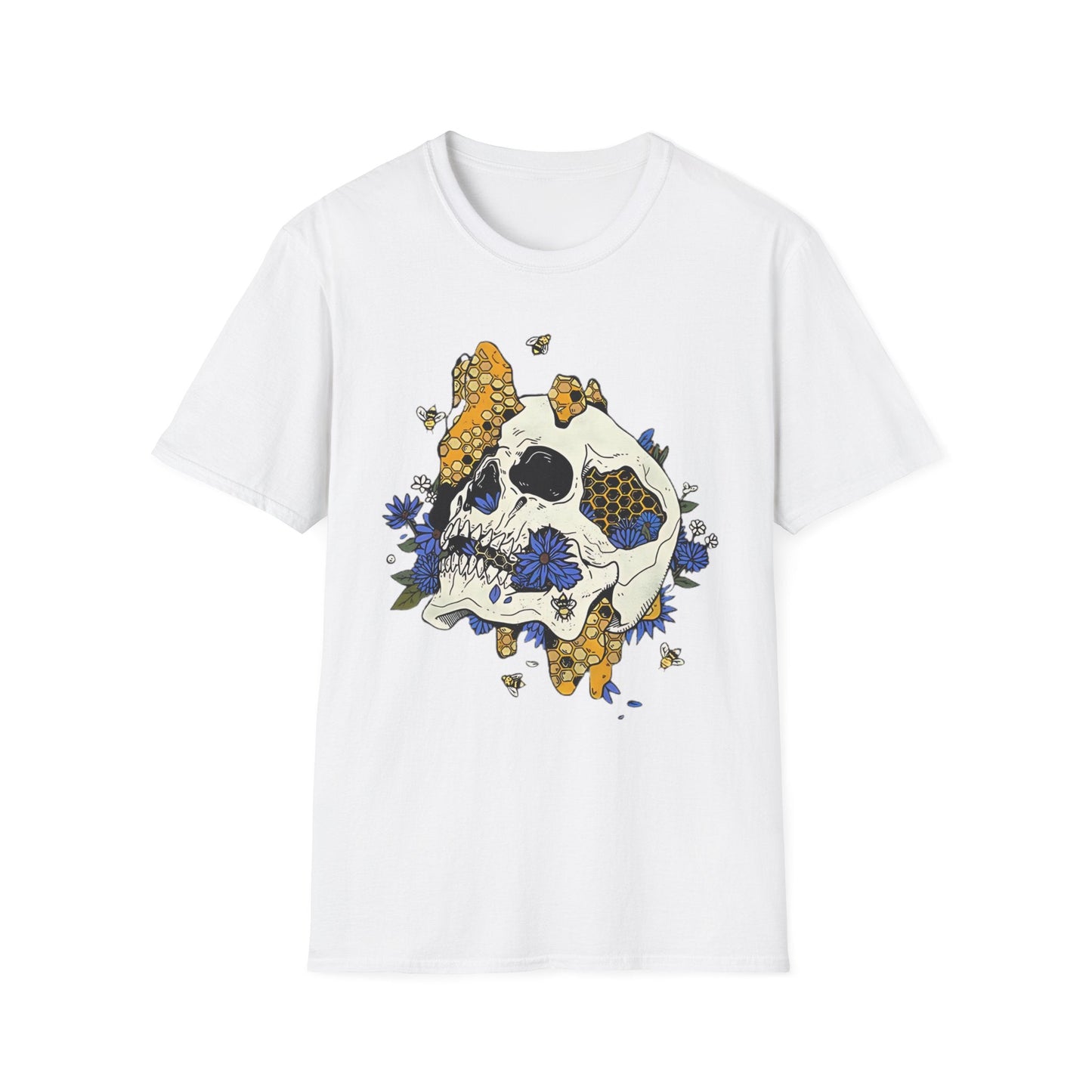 Skull Tee Shirt Unisex Skeleton Design Gildan Softstyle 64000 100 Percent Ring Spun Cotton Tee