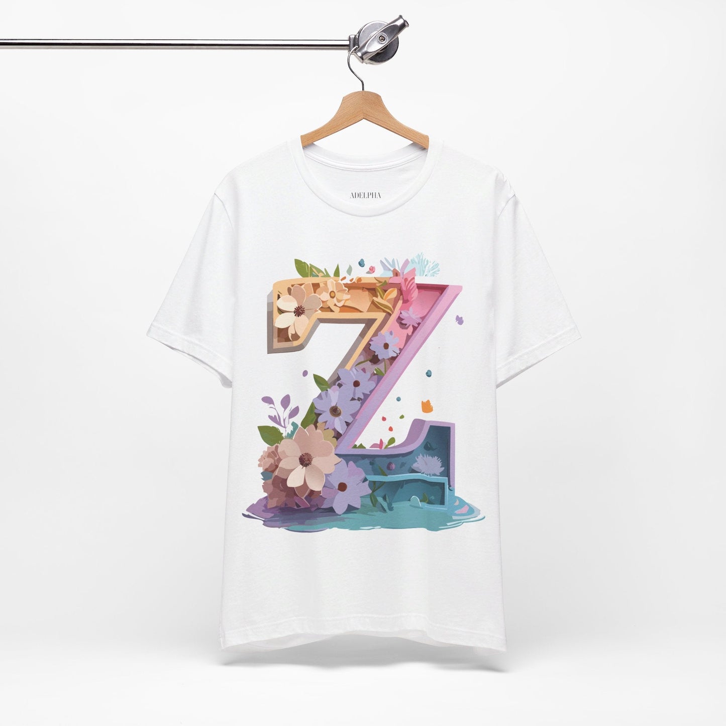 Letter Z Shirt Unisex Graphic Tee By Adelpha Vintage Inspired Jersey Short Sleeve