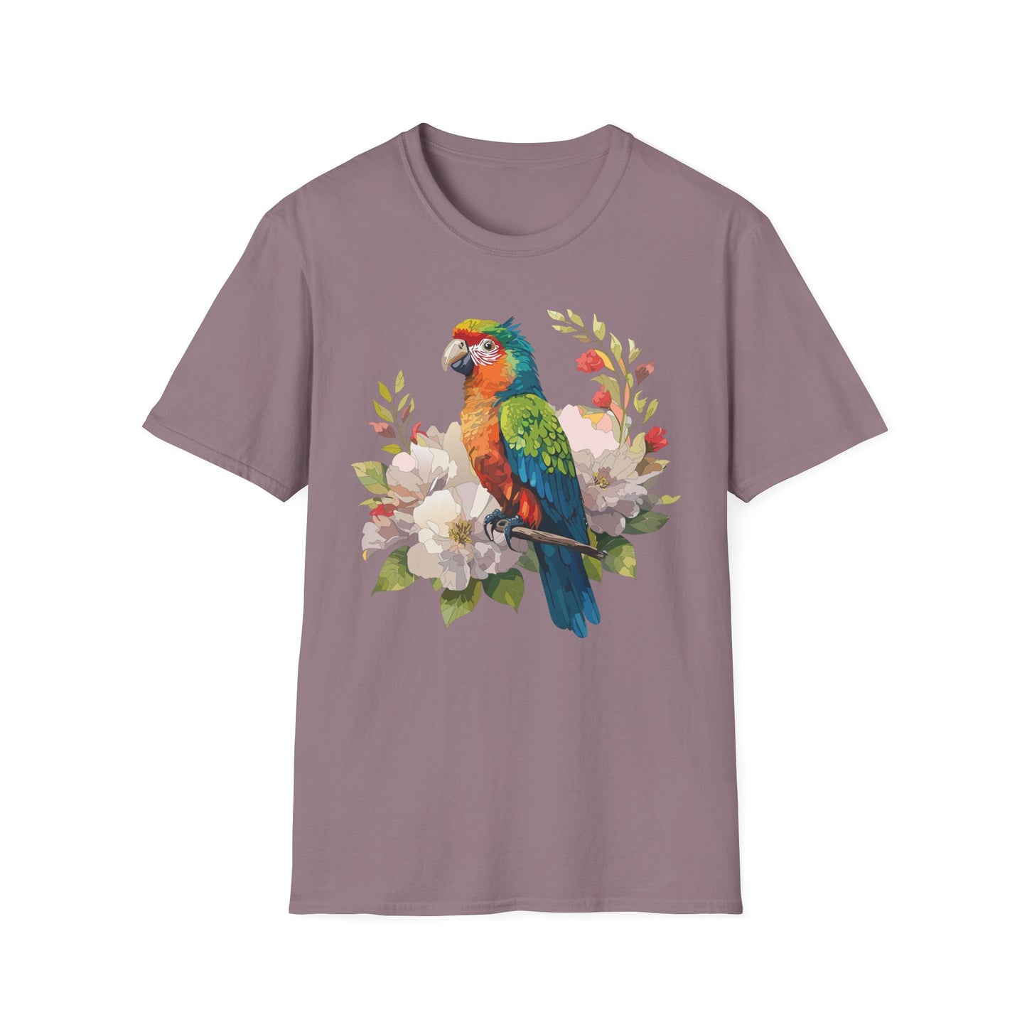 Parrot Floral T-Shirt — Colorful Tropical Bird Tee Unisex Cotton Short Sleeves Tee Shirt with Bird 7