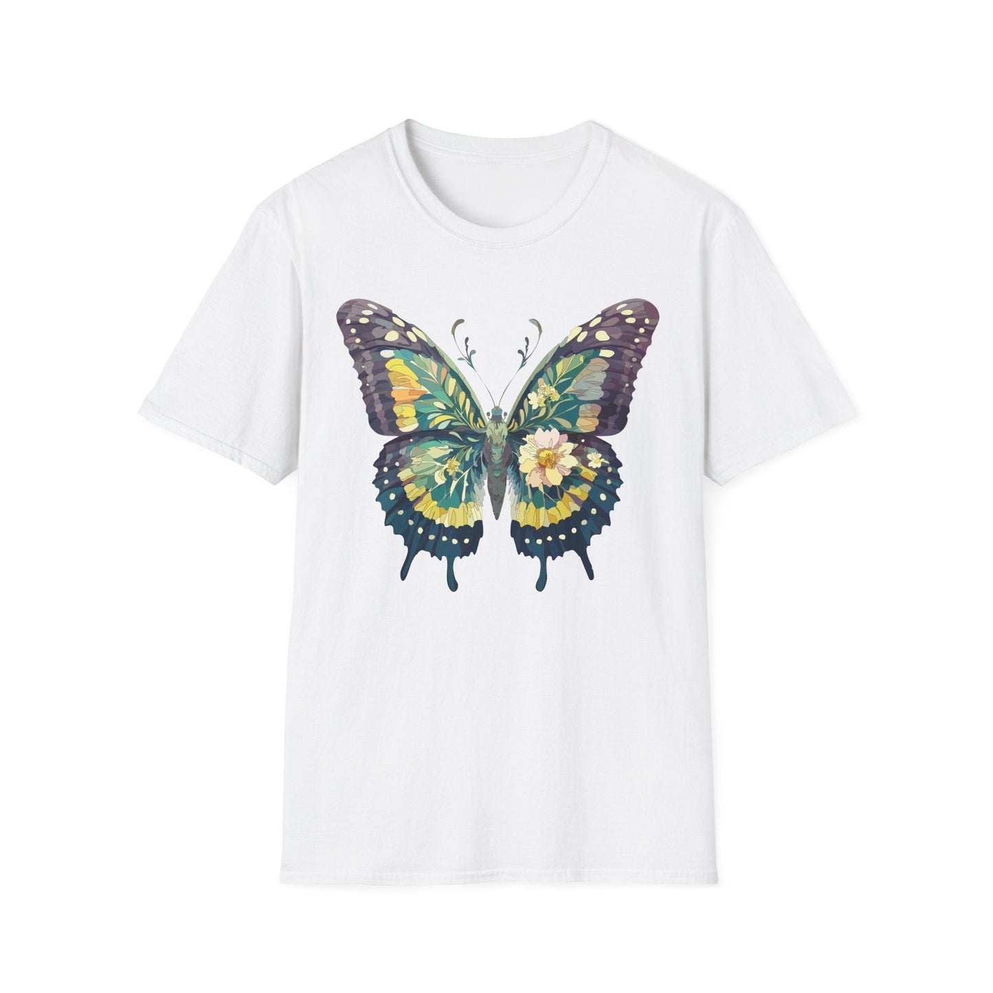 Butterfly Shirt Unisex Monarch Print T Shirt Gildan Softstyle 64000 Lightweight Tee