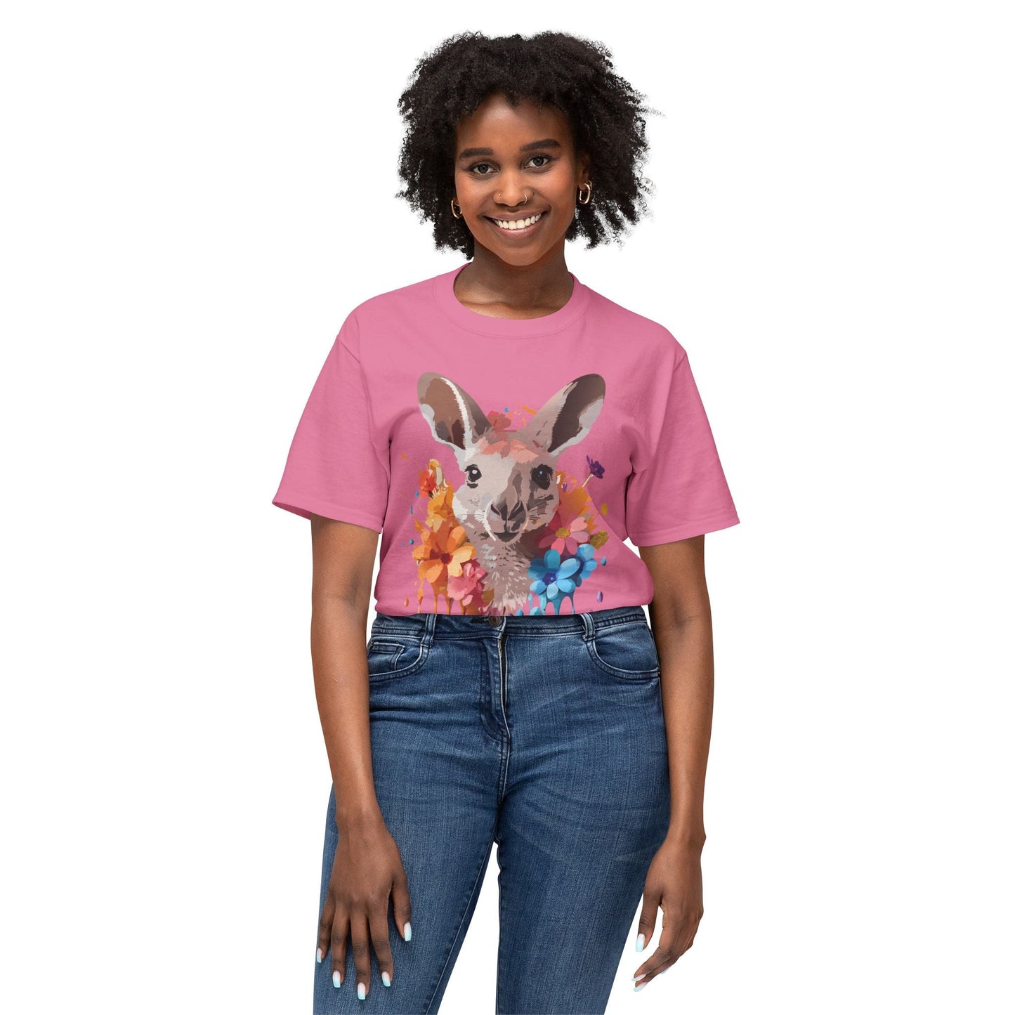 Unisex Kangaroo T Shirt HD Cotton Full Color Art Print Tee Made In USA 100 Percent Pre Shrunk