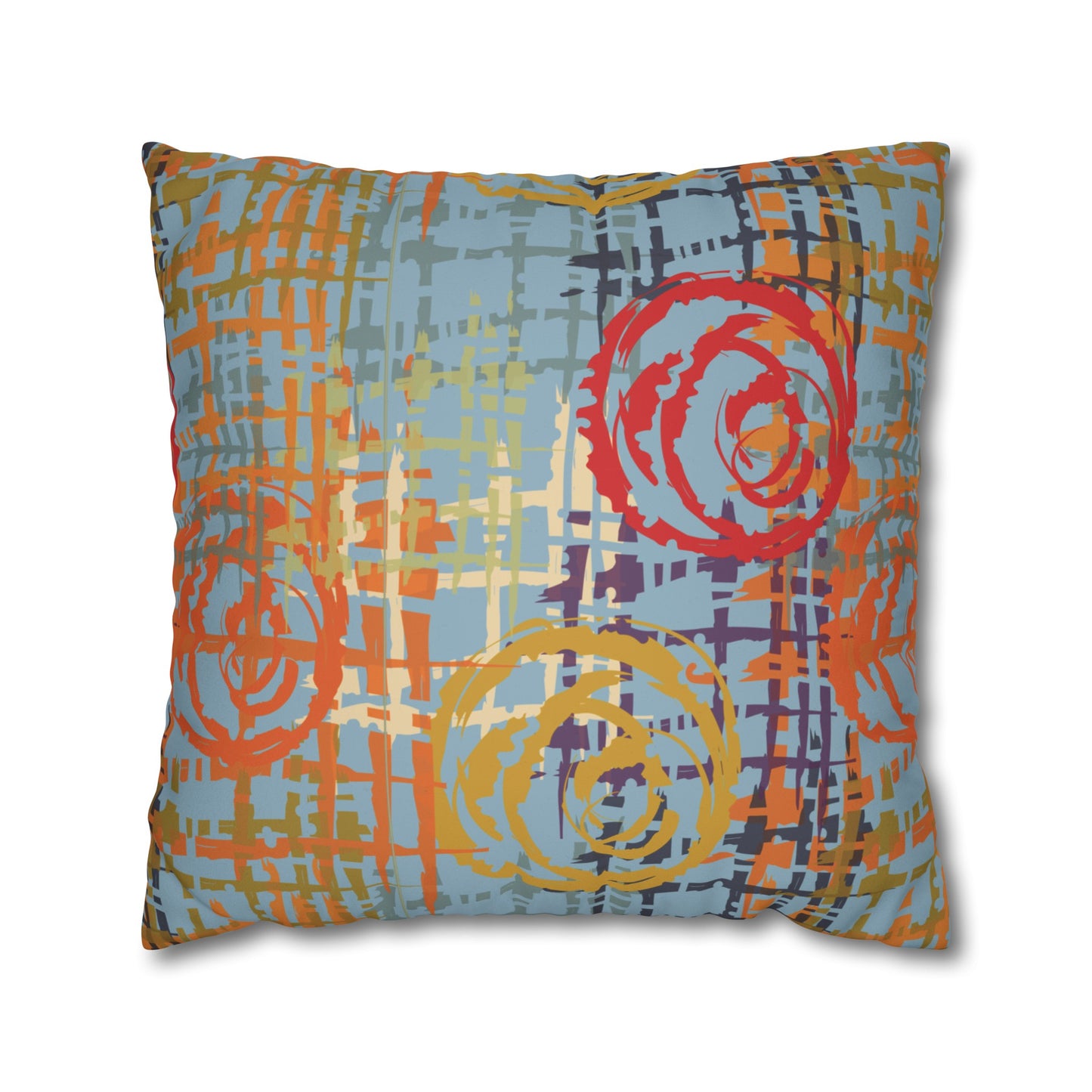 Faux Suede Pillowcase with Abstract print