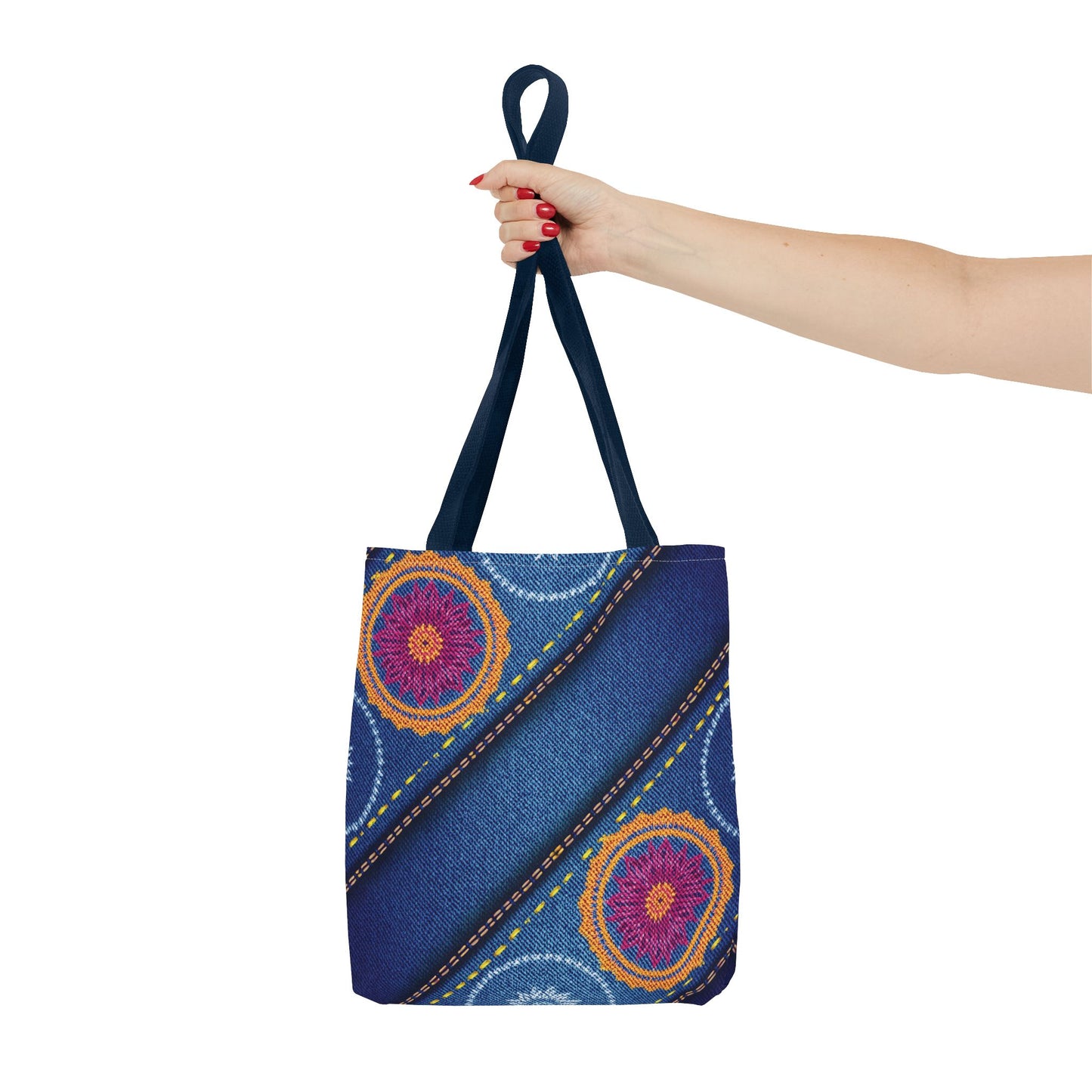 Diwali Graphic Denim Fabric Imitation Print Unisex Canvas Bag Poly Spun 3 Sizes Tote Bag 205-14