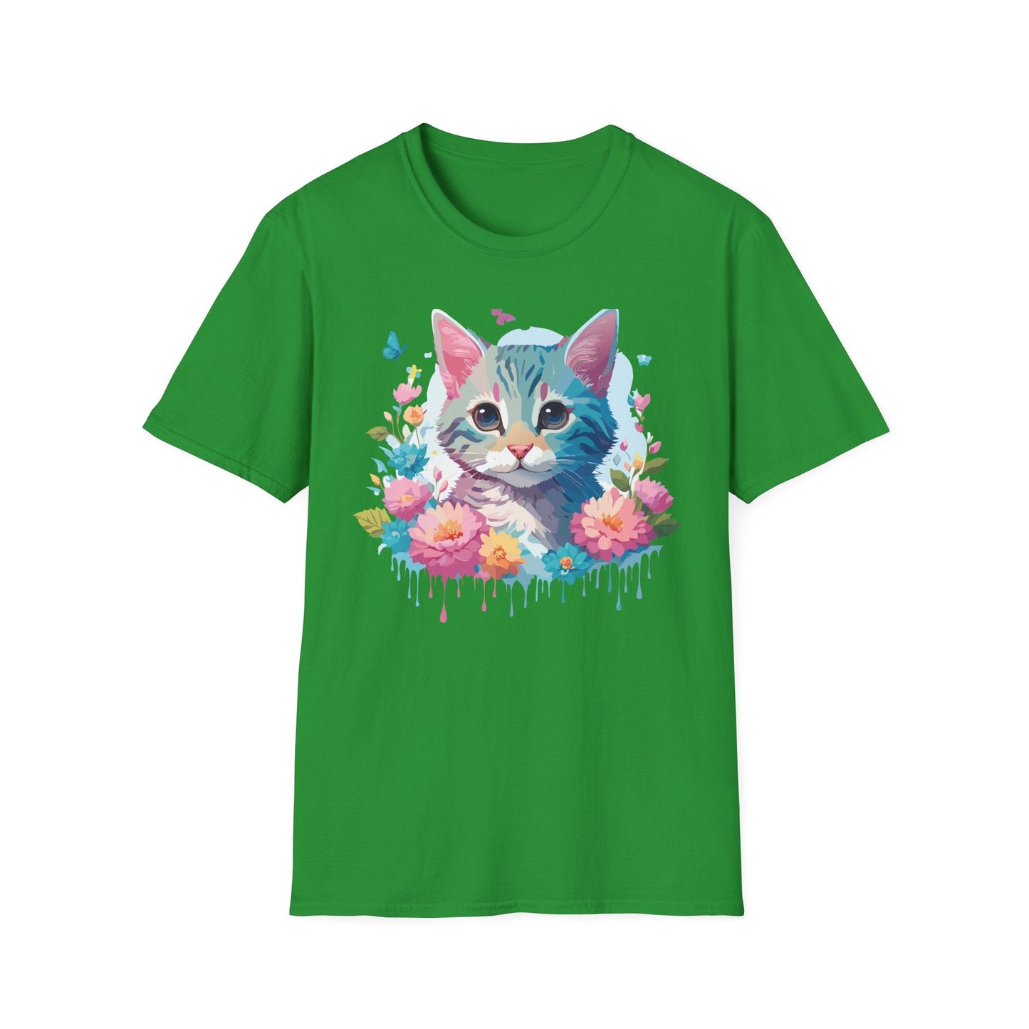 Cat Shirt Unisex Tee Kitten Cat Tee Softstyle 100 Percent Cotton Gildan 64000