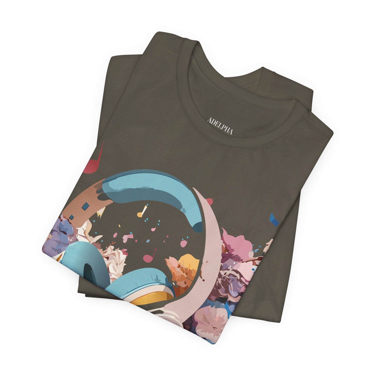 Music Graphic Unisex 100 Cotton Vintage Art with Musical Elements Tee 1