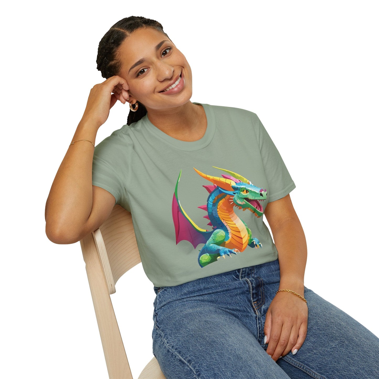 Unisex Dragon Graphic Tee Softstyle Short Sleeve T Shirt Made From Ring Spun Cotton