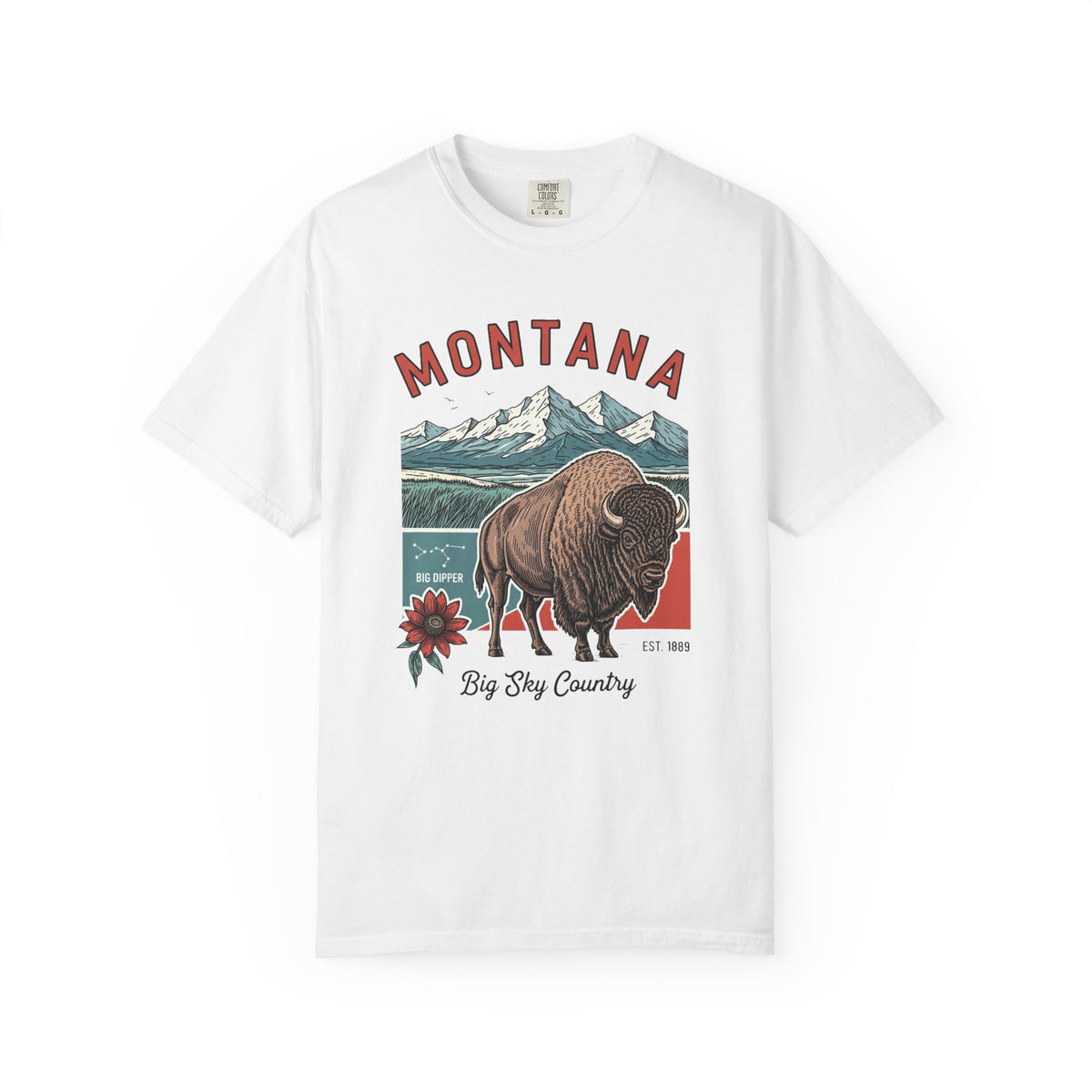 Montana Graphic Unisex Heavyweight Garment-Dyed Travel Tourist Graphic Gift Tee 100 Cotton Comfort Colors T-Shirt