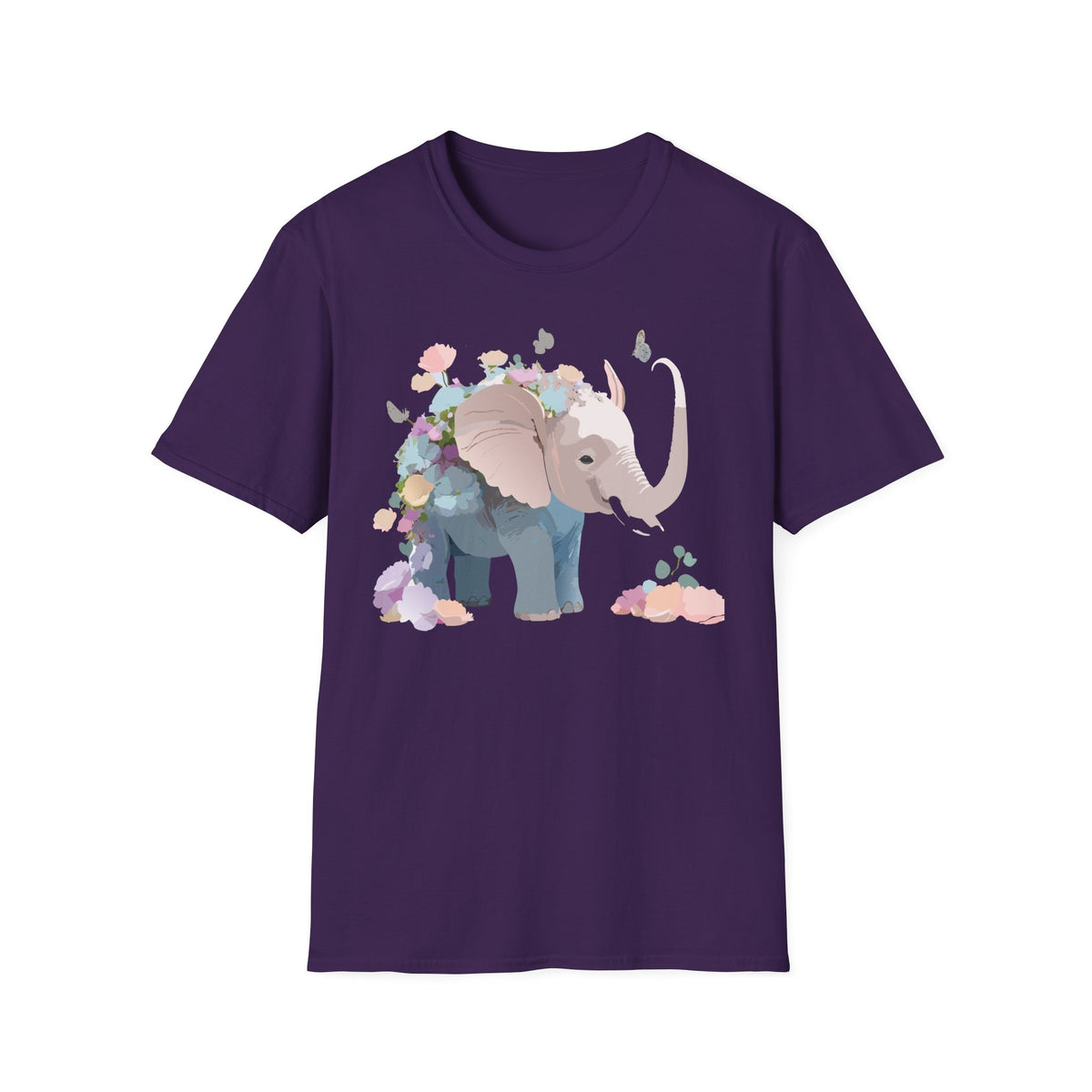 Floral Elephant Illustration T-Shirt | Watercolor Baby Elephant Tee