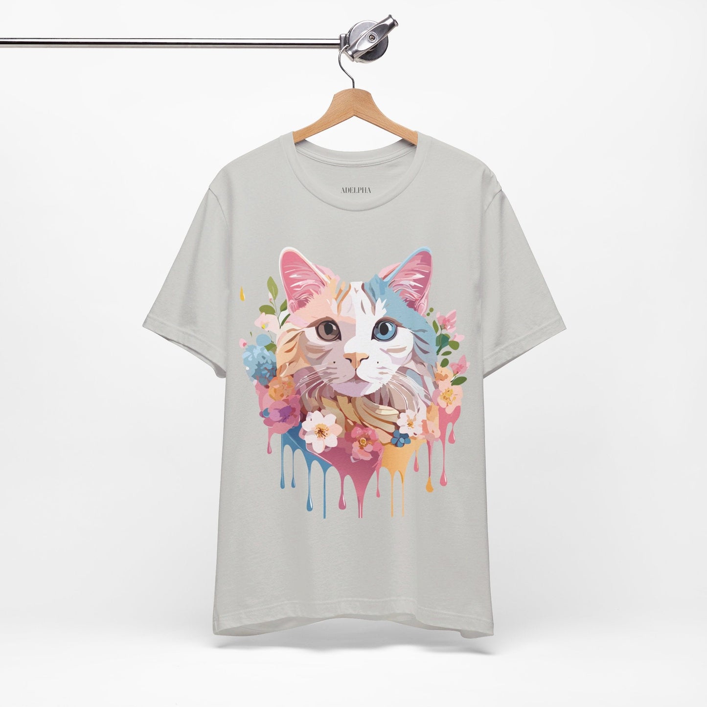 Cat Graphic Tee Unisex Short Sleeve Shirt With Adelpha Artwork