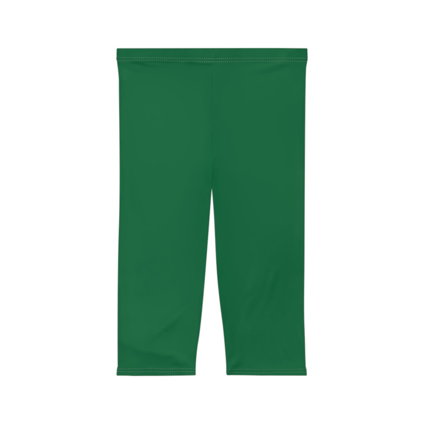 Turf Green Color Women's Brushed Suede Poly Span Casual Capri Leggings XS-2XL