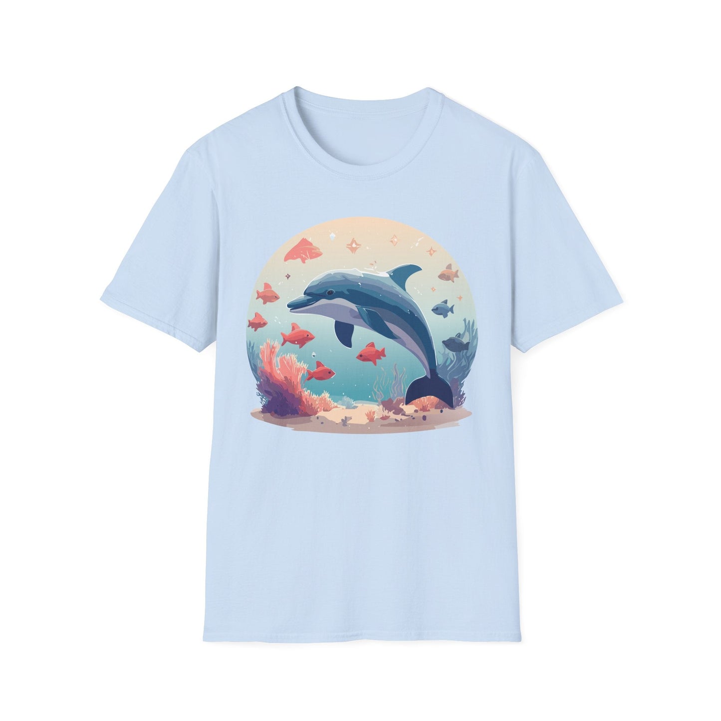 Dolphin Shirt Unisex Softstyle Tee 64000 Gildan 100 Percent Ring Spun Cotton For Everyday Comfort
