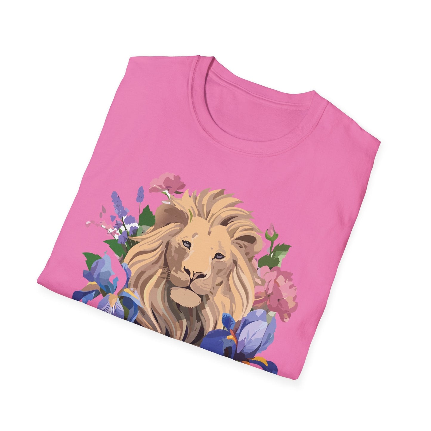 Unisex Softstyle Lion Shirt Floral Lion Tee Animal Print Graphic Tee