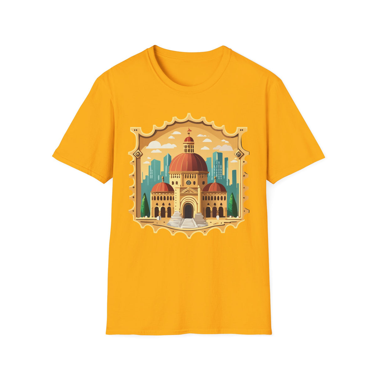 Moroccan Cityscape Tee | Dome & Minaret Illustration Graphic Tee Unisex 100 Cotton Gildan T-Shirt