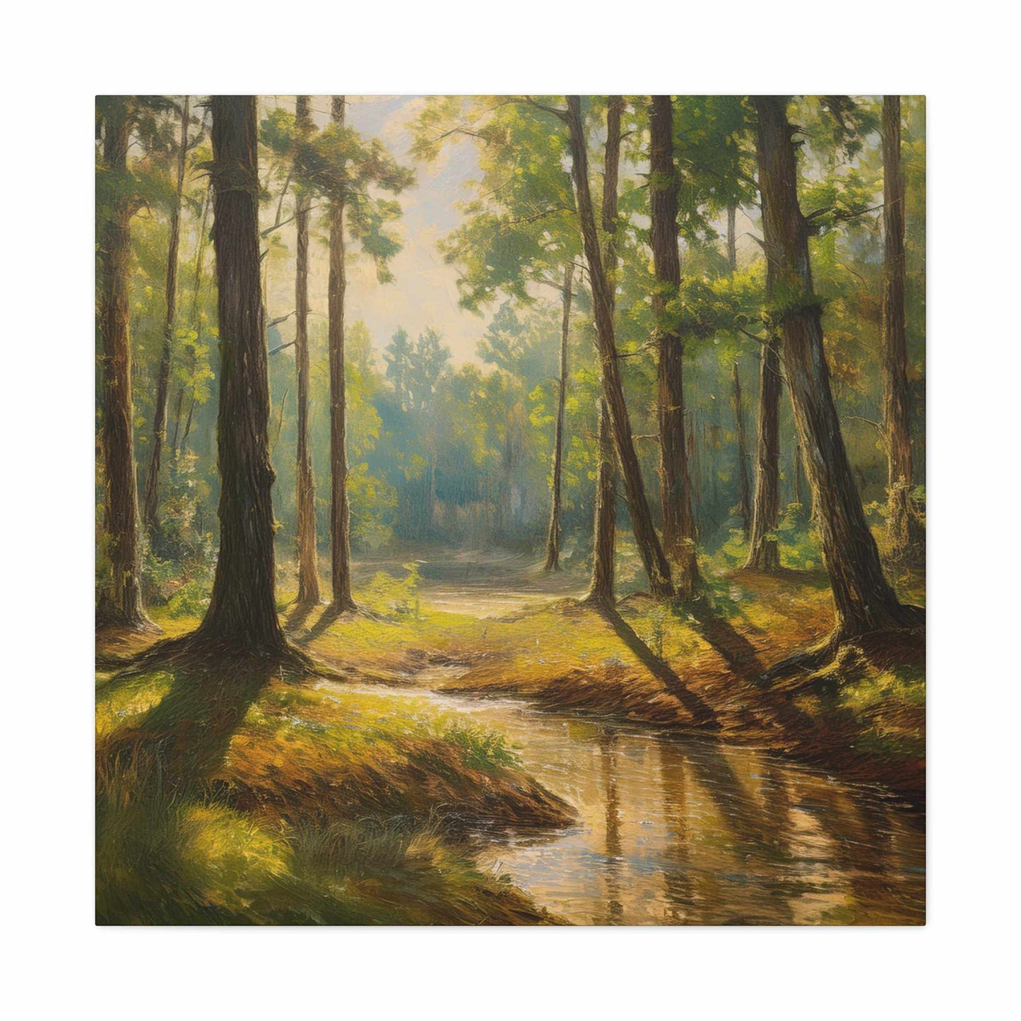 Forest Print Canvas, Trees Oil Paint Print 20x20, 24x24, 30x30, 32x32, 36x36 Art Design Print Pine-Wood Inner Frame MC-72