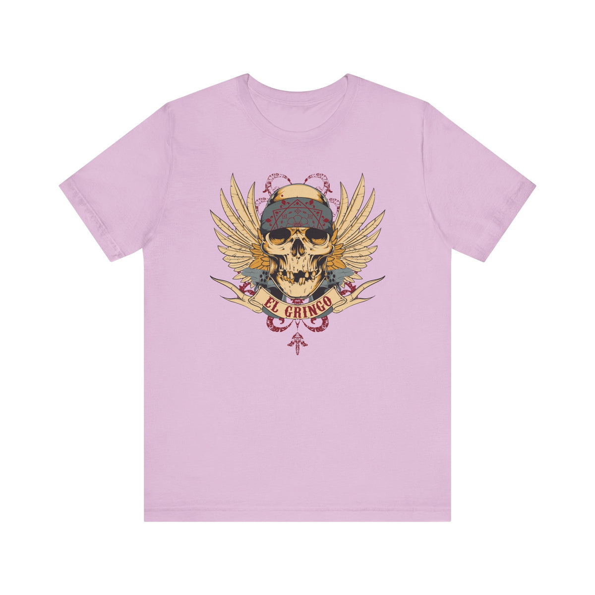 El Gringo Skull with Wings T-Shirt Vintage Tattoo Style Unisex Cotton Art-53
