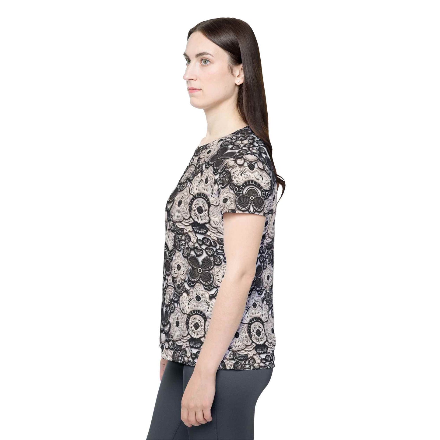 Women Poly T-Shirt with Lace Print 4