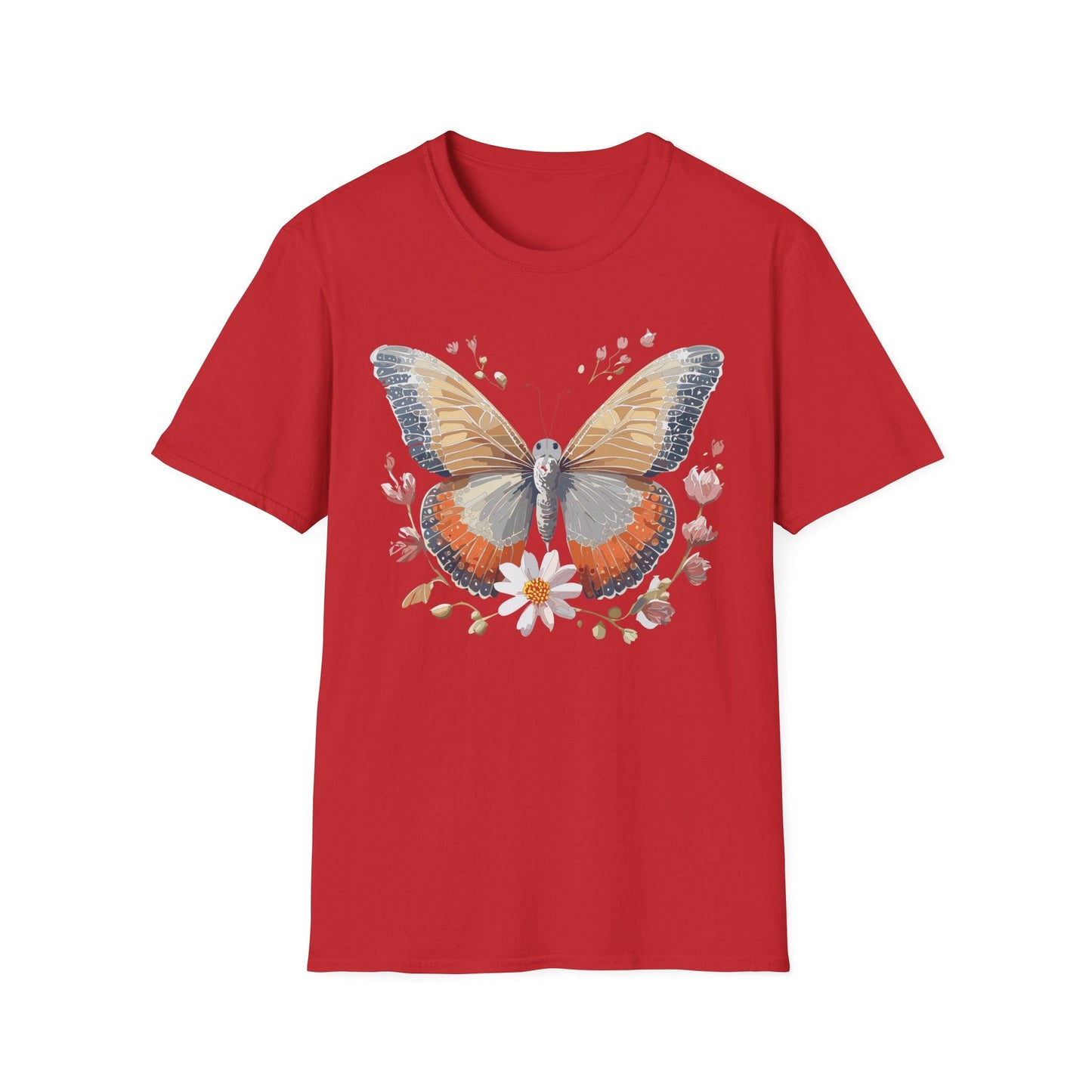 Unisex Butterfly T Shirt Softstyle Gildan 64000 Comfortable Durable Tee For Everyday Wear