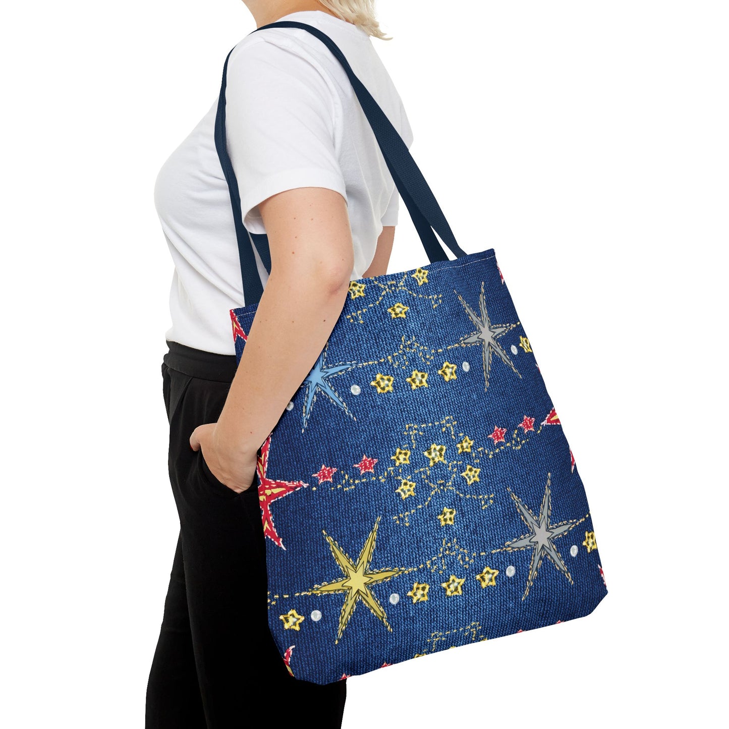 Denim Fabric Imitation Print Unisex Canvas Bag Poly Spun 3 Sizes Tote Bag 181