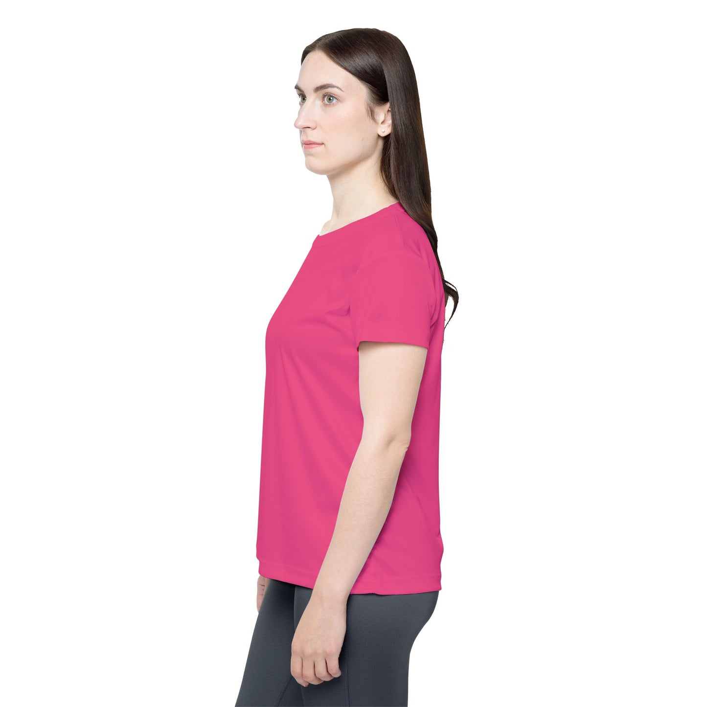 Wild Strawberry Women's Sports Jersey Short Sleeves 100% Poly Solid Pink Color Print Athletic Tee