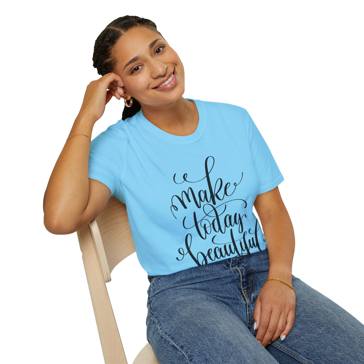 Make Today Beautiful T-Shirt Unisex Cotton Short Sleeves Gildan Softstyle 64000 Inspirational Script Tee