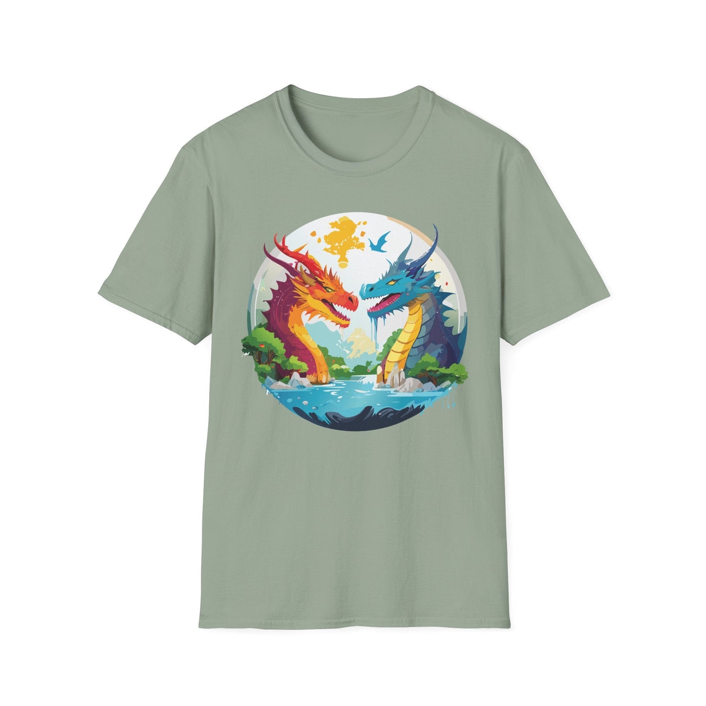 Dragon T Shirt Unisex Gildan Softstyle 64000 100 Percent Cotton Animal Print Tee Artwork