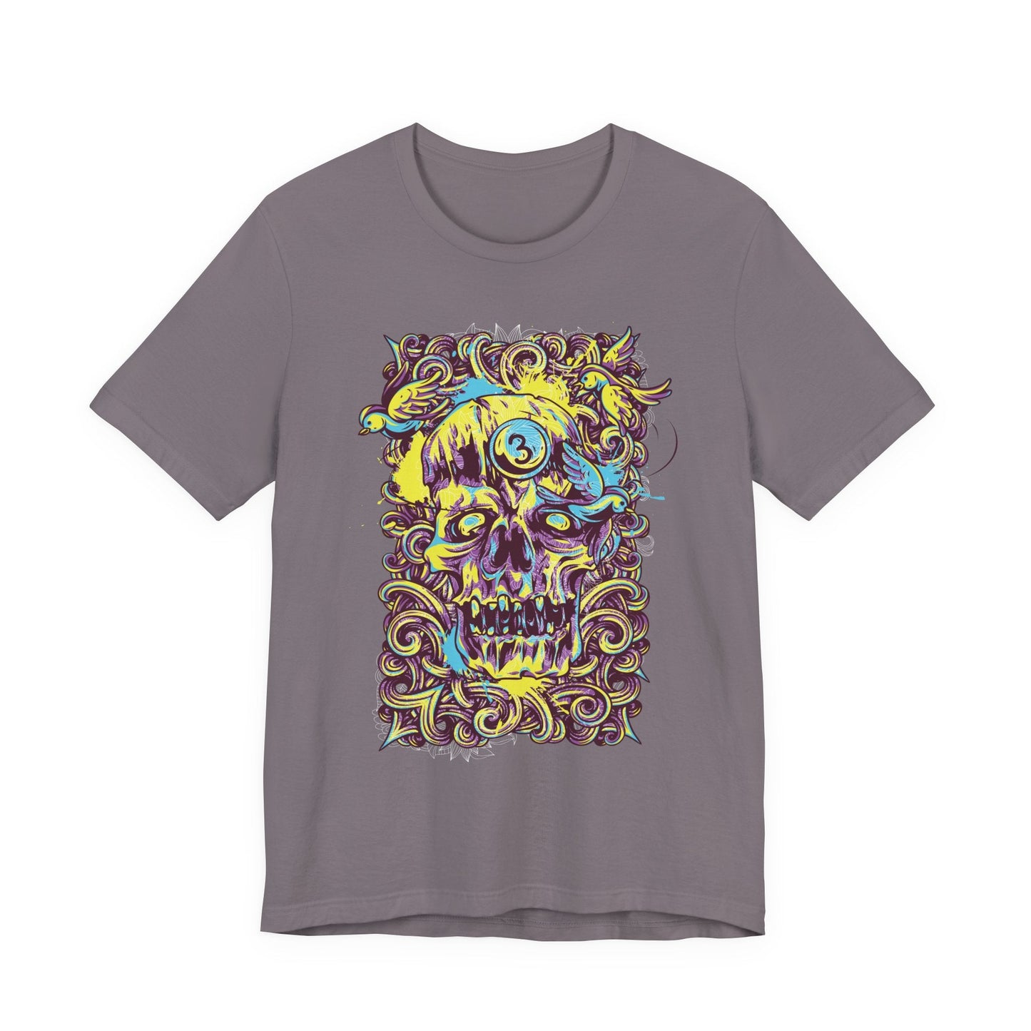 Colorful Skull Illustration Graphic Unisex Cotton T-Shirt r41