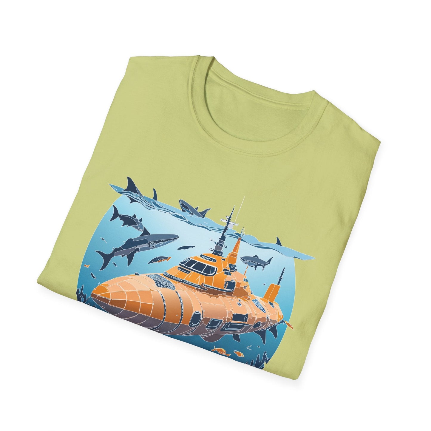Ocean Graphic Tee Shirt Unisex Softstyle 64000 Gildan Lightweight Breathable Ocean Design U Boat
