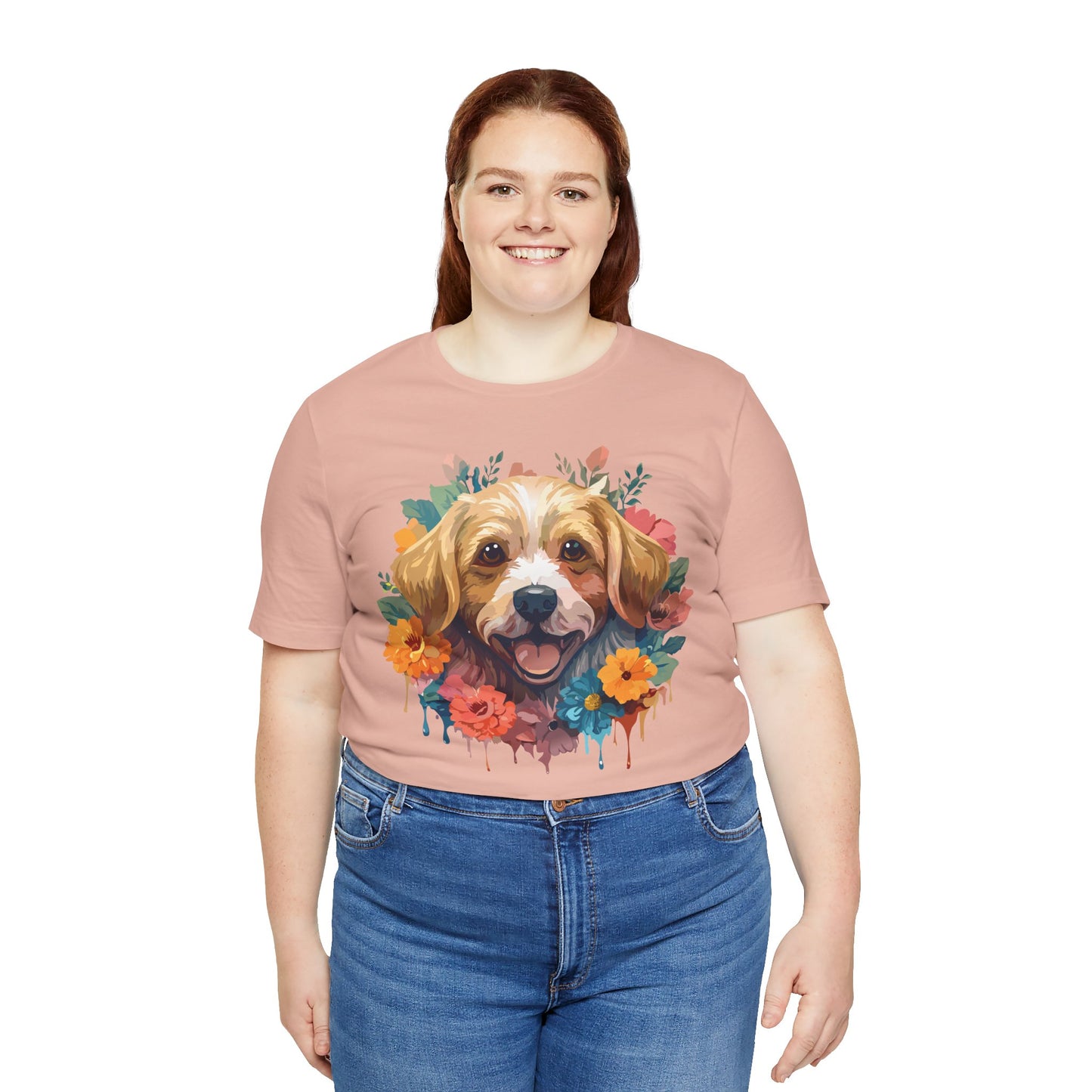 Floral Dog Tee, Animal Shirt, Dog Shirt, Floral Tee, Flower T-shirt, T-Shirt with Animal, Summer Top with Art Design
