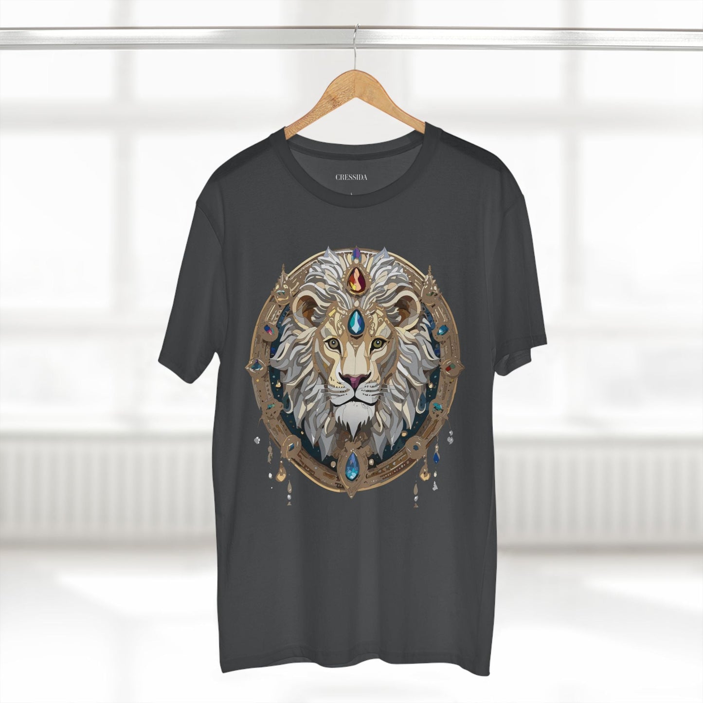 Lion Graphic Unisex 100 Cotton Tee With Unique Animal Golden Medallion Art Design 59